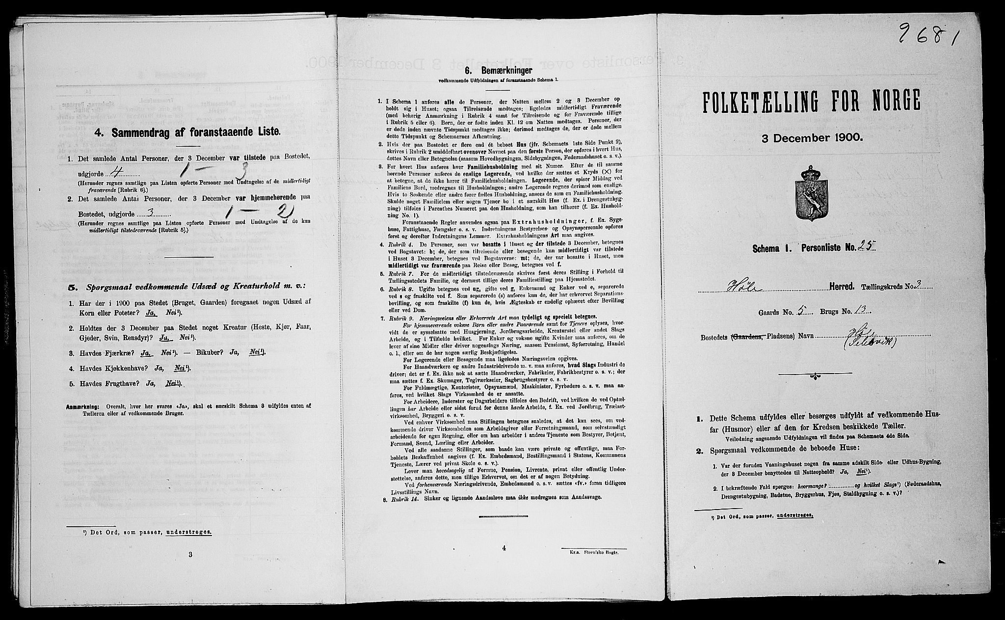 SAST, Folketelling 1900 for 1128 Høle herred, 1900, s. 182