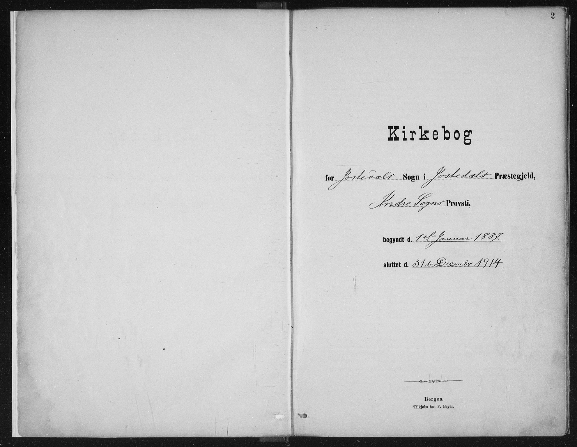 Jostedal sokneprestembete, SAB/A-80601/H/Haa/Haab/L0001: Ministerialbok nr. B 1, 1887-1914, s. 2