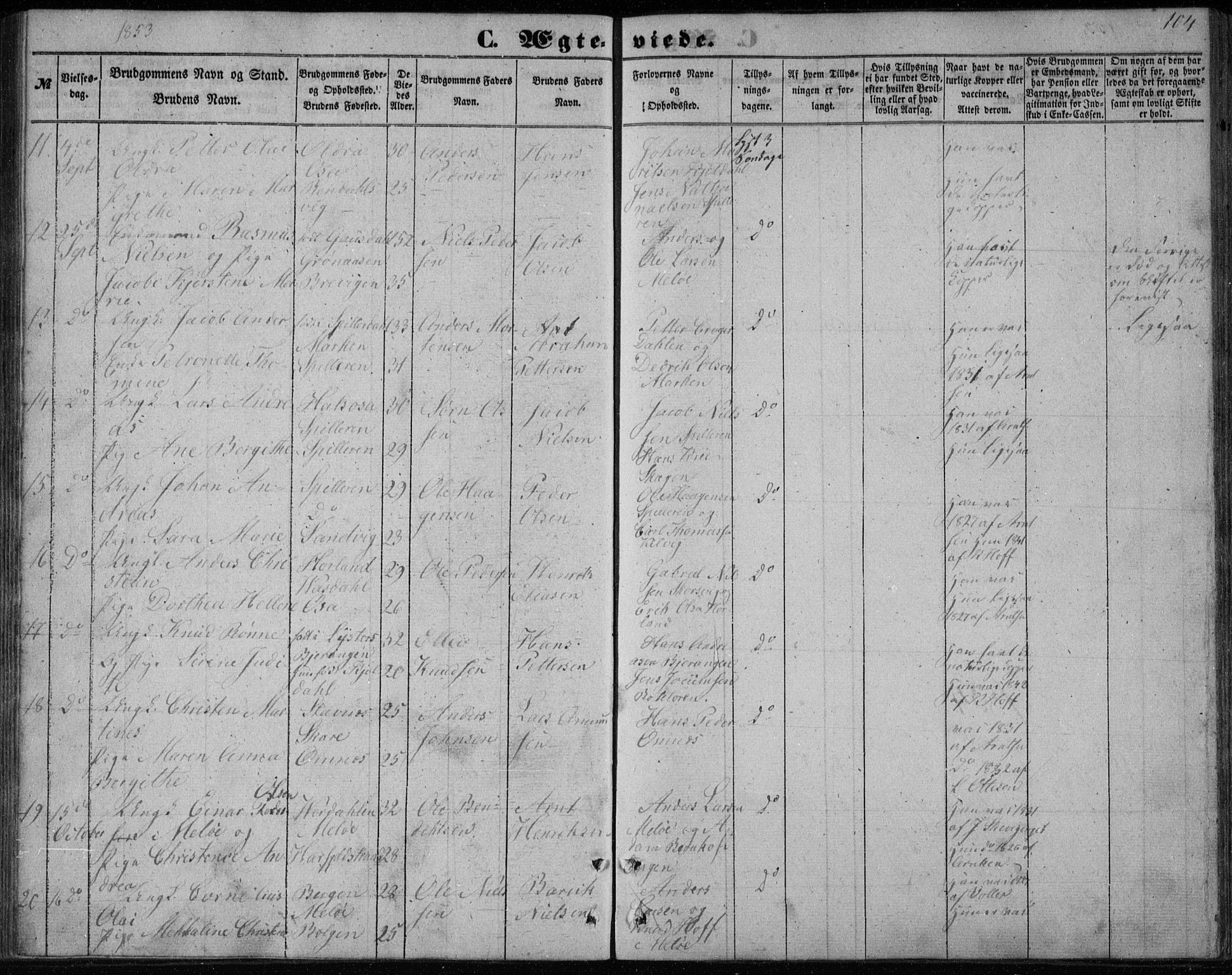 Ministerialprotokoller, klokkerbøker og fødselsregistre - Nordland, SAT/A-1459/843/L0633: Klokkerbok nr. 843C02, 1853-1873, s. 104