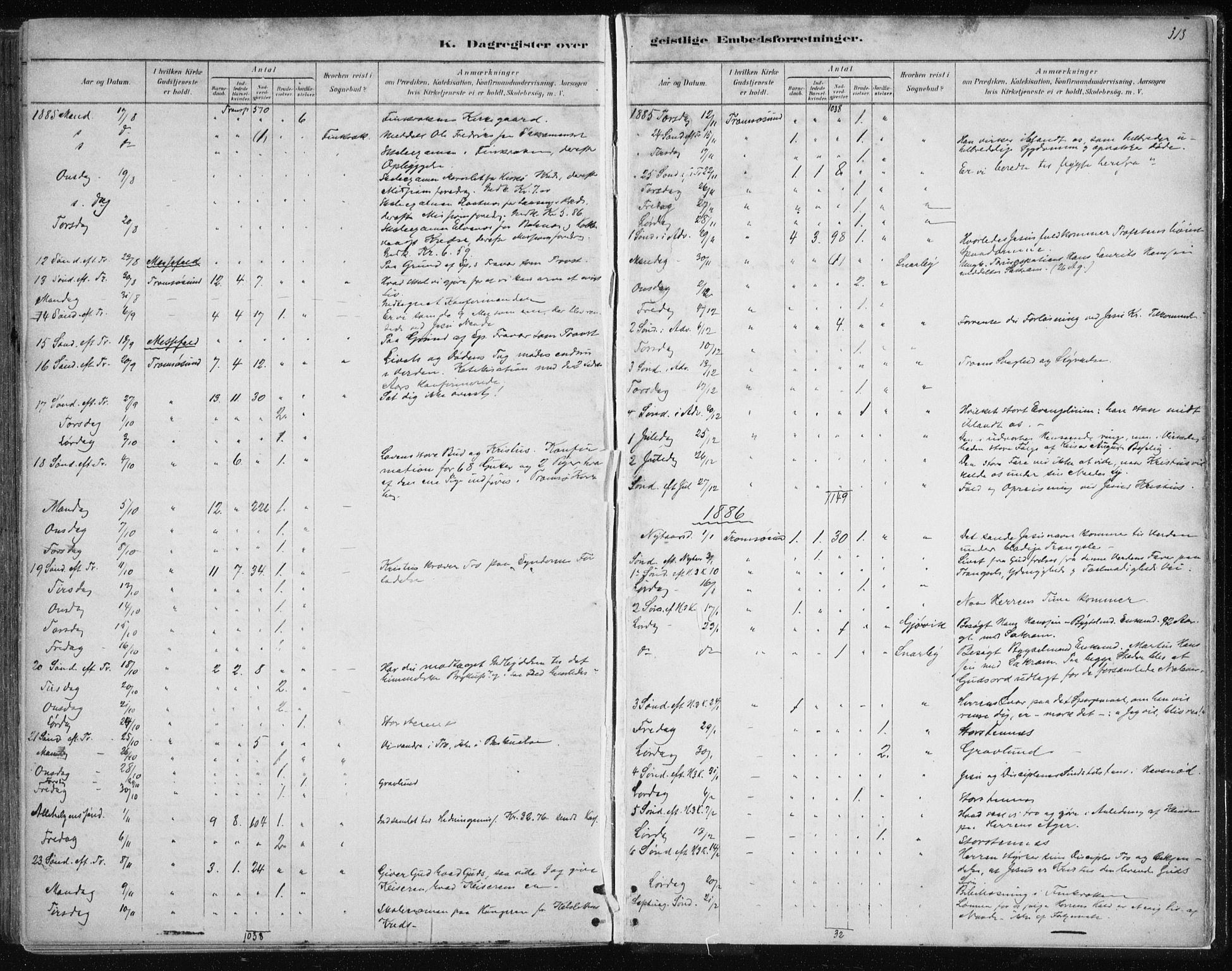 Tromsøysund sokneprestkontor, AV/SATØ-S-1304/G/Ga/L0004kirke: Ministerialbok nr. 4, 1880-1888, s. 313