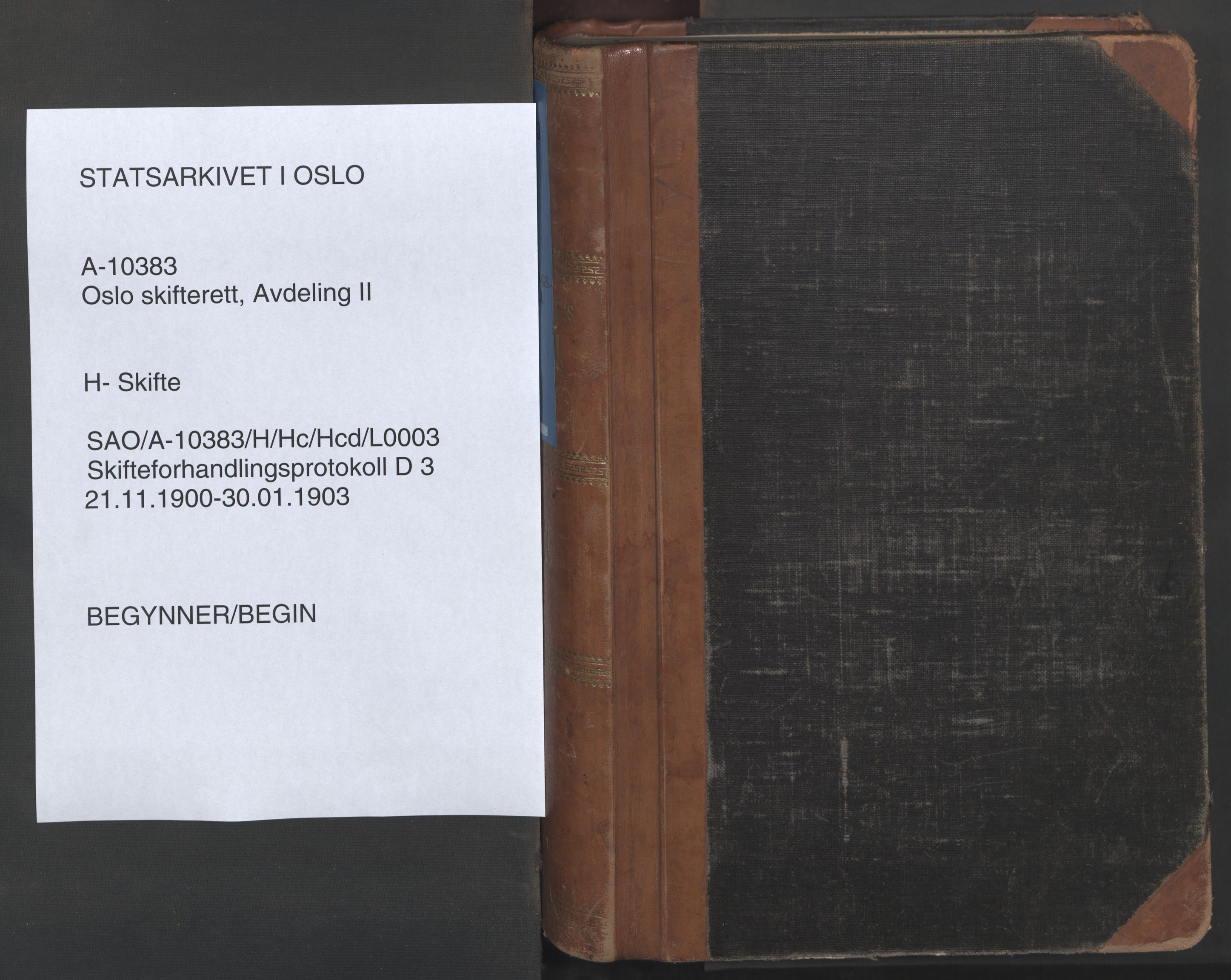 Oslo skifterett, SAO/A-10383/H/Hc/Hcd/L0003: Skifteforhandlingsprotokoll, 1900-1903
