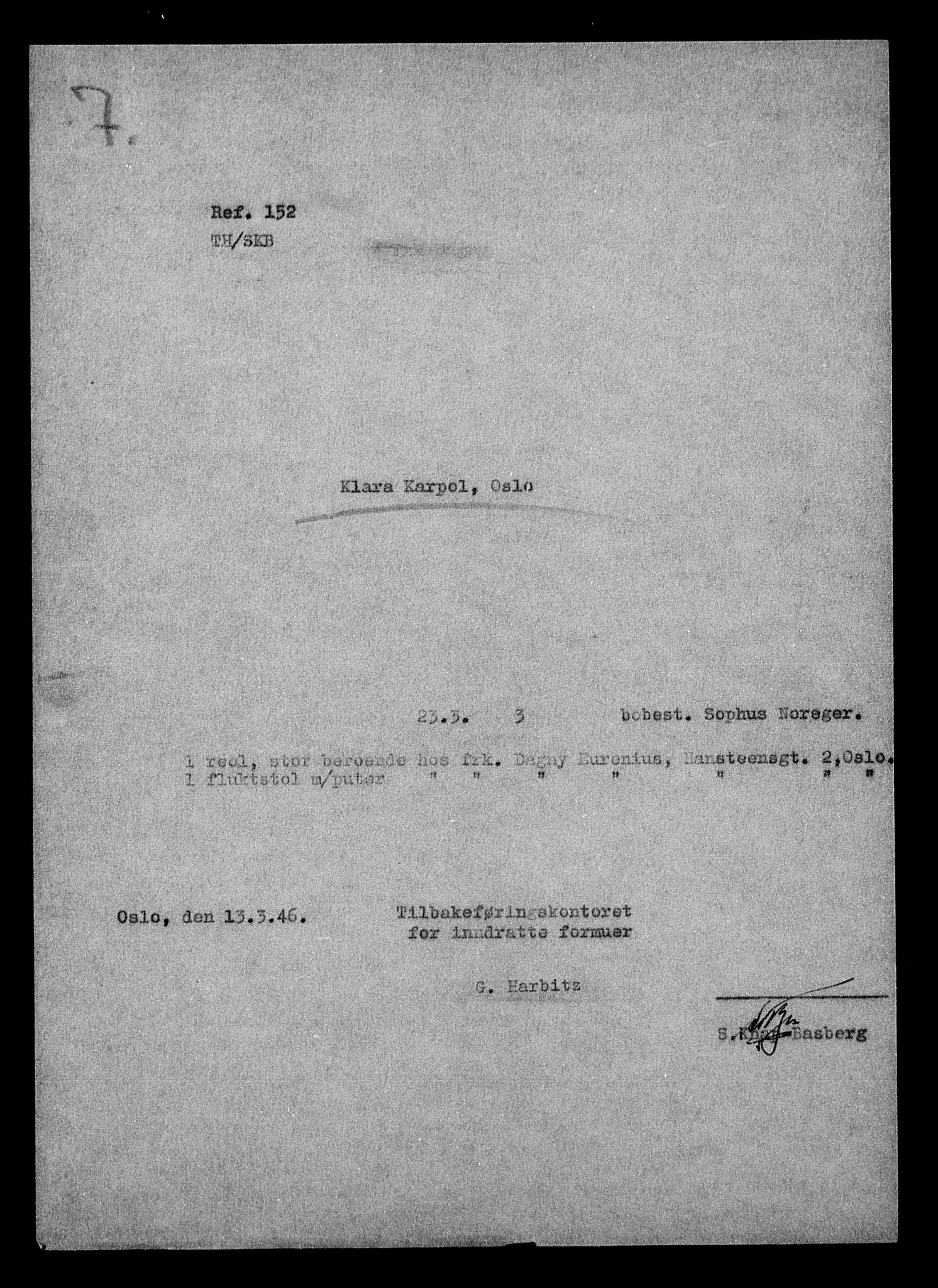 Justisdepartementet, Tilbakeføringskontoret for inndratte formuer, AV/RA-S-1564/H/Hc/Hcc/L0949: --, 1945-1947, s. 394