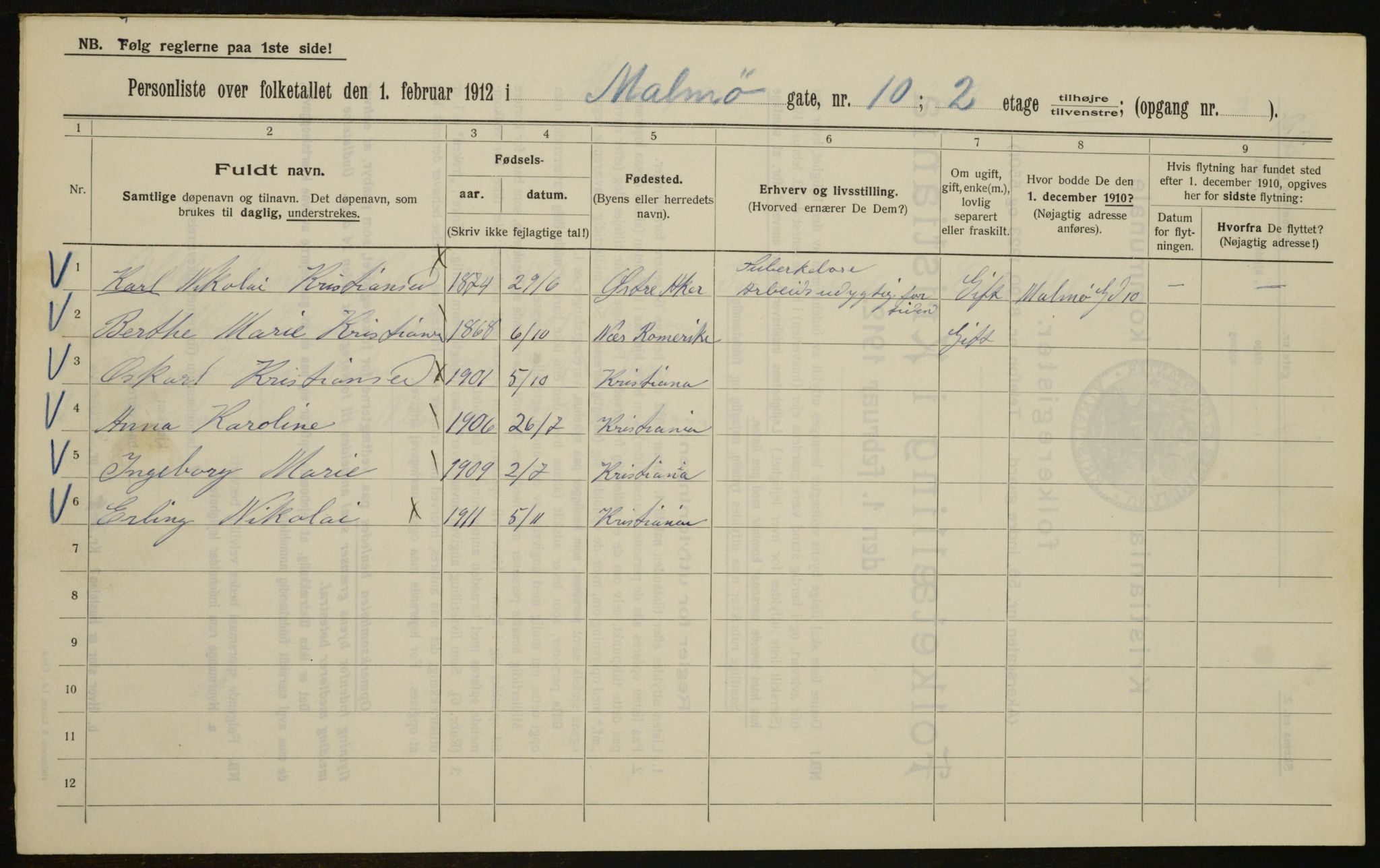 OBA, Kommunal folketelling 1.2.1912 for Kristiania, 1912, s. 60479