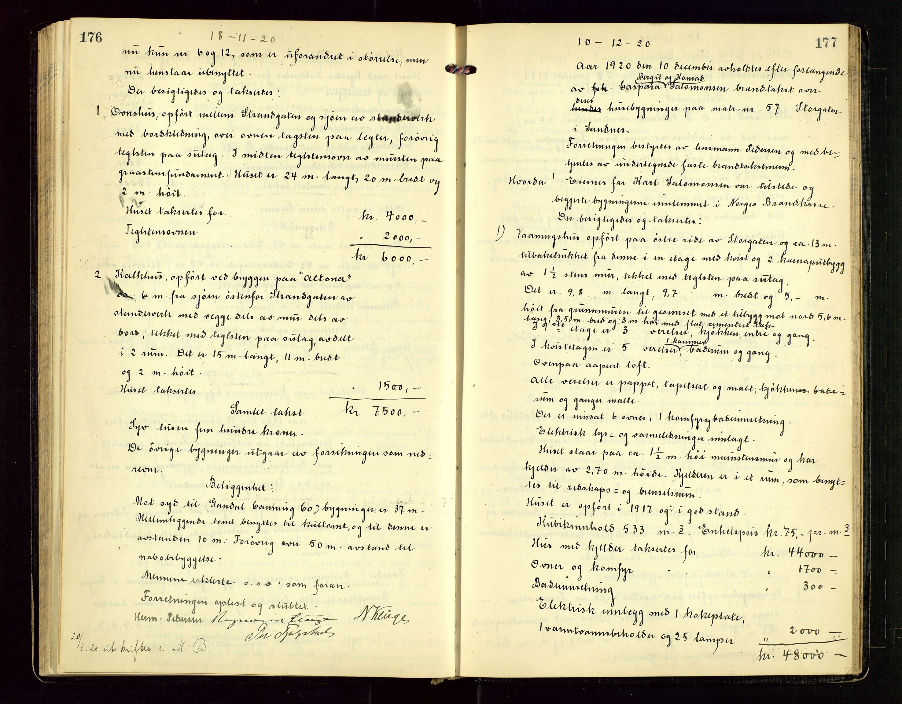 Sandnes lensmannskontor, AV/SAST-A-100167/Goa/L0002: "Brandtakstprotokol", 1919-1924, s. 176-177