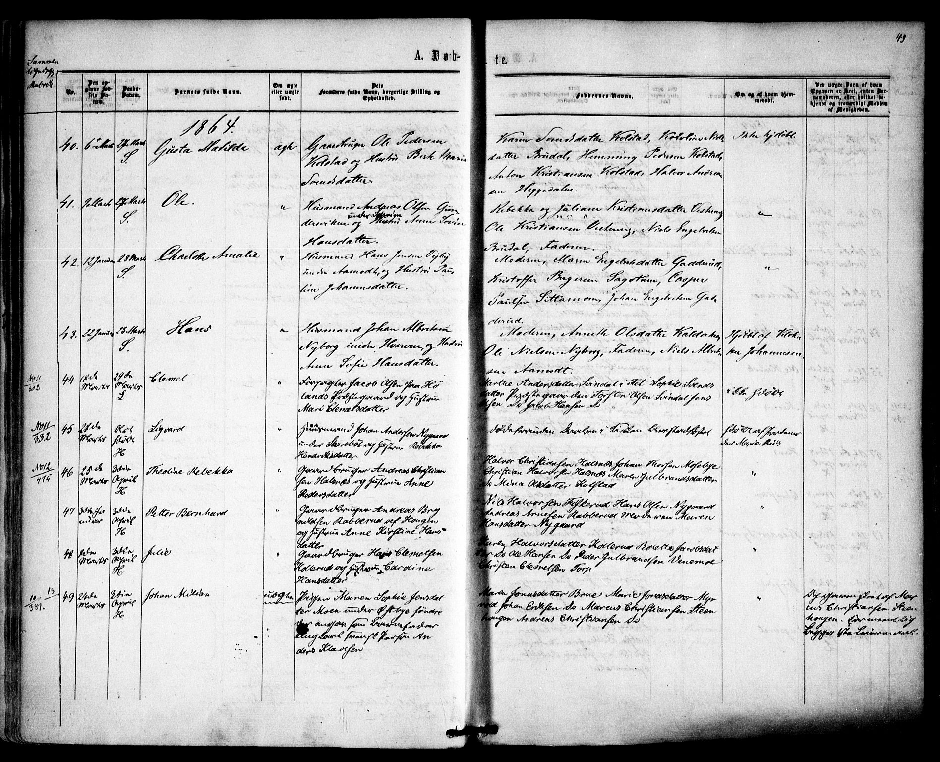 Høland prestekontor Kirkebøker, AV/SAO-A-10346a/F/Fa/L0011: Ministerialbok nr. I 11, 1862-1869, s. 43