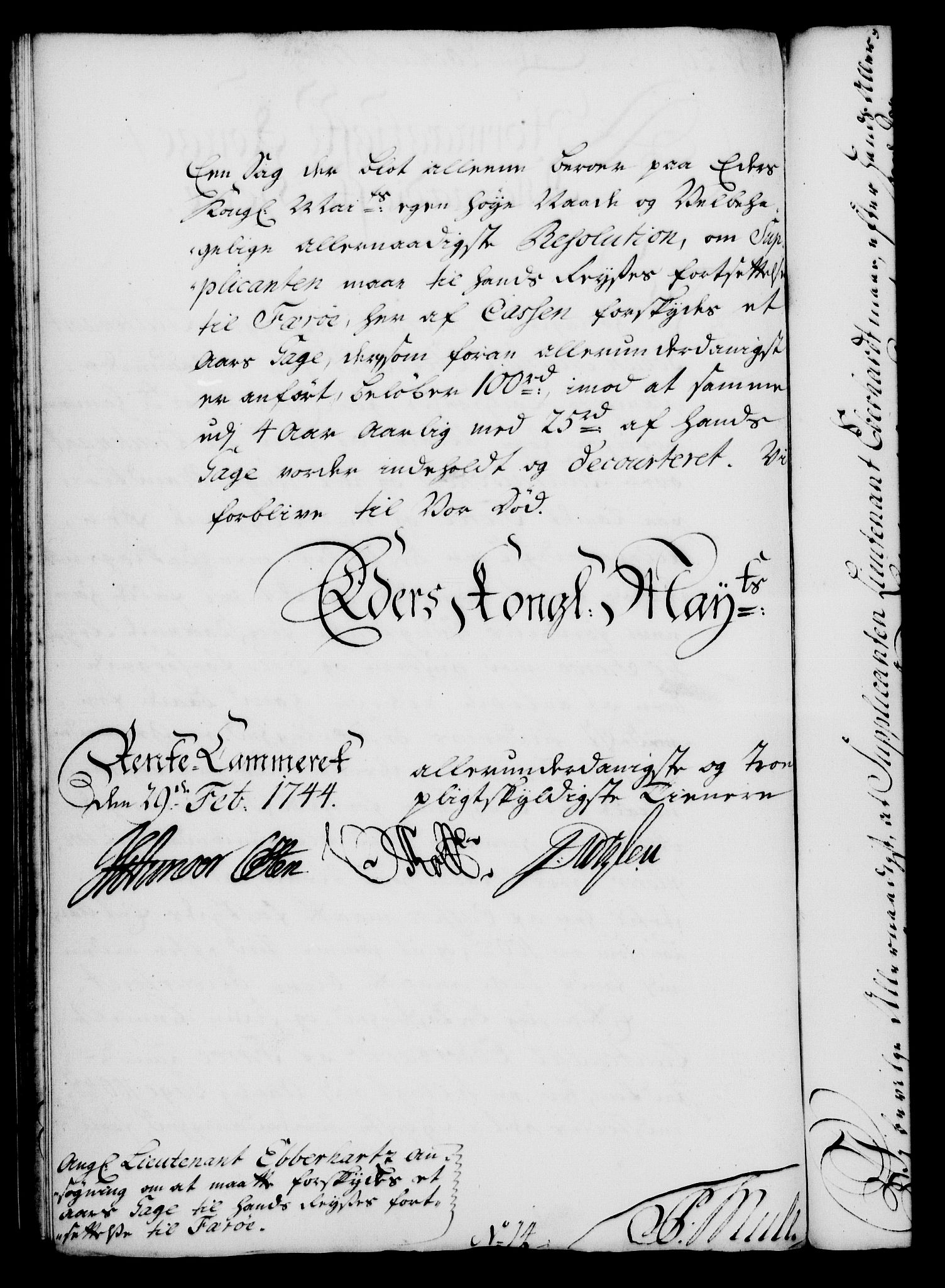 Rentekammeret, Kammerkanselliet, RA/EA-3111/G/Gf/Gfa/L0027: Norsk relasjons- og resolusjonsprotokoll (merket RK 52.27), 1744, s. 135