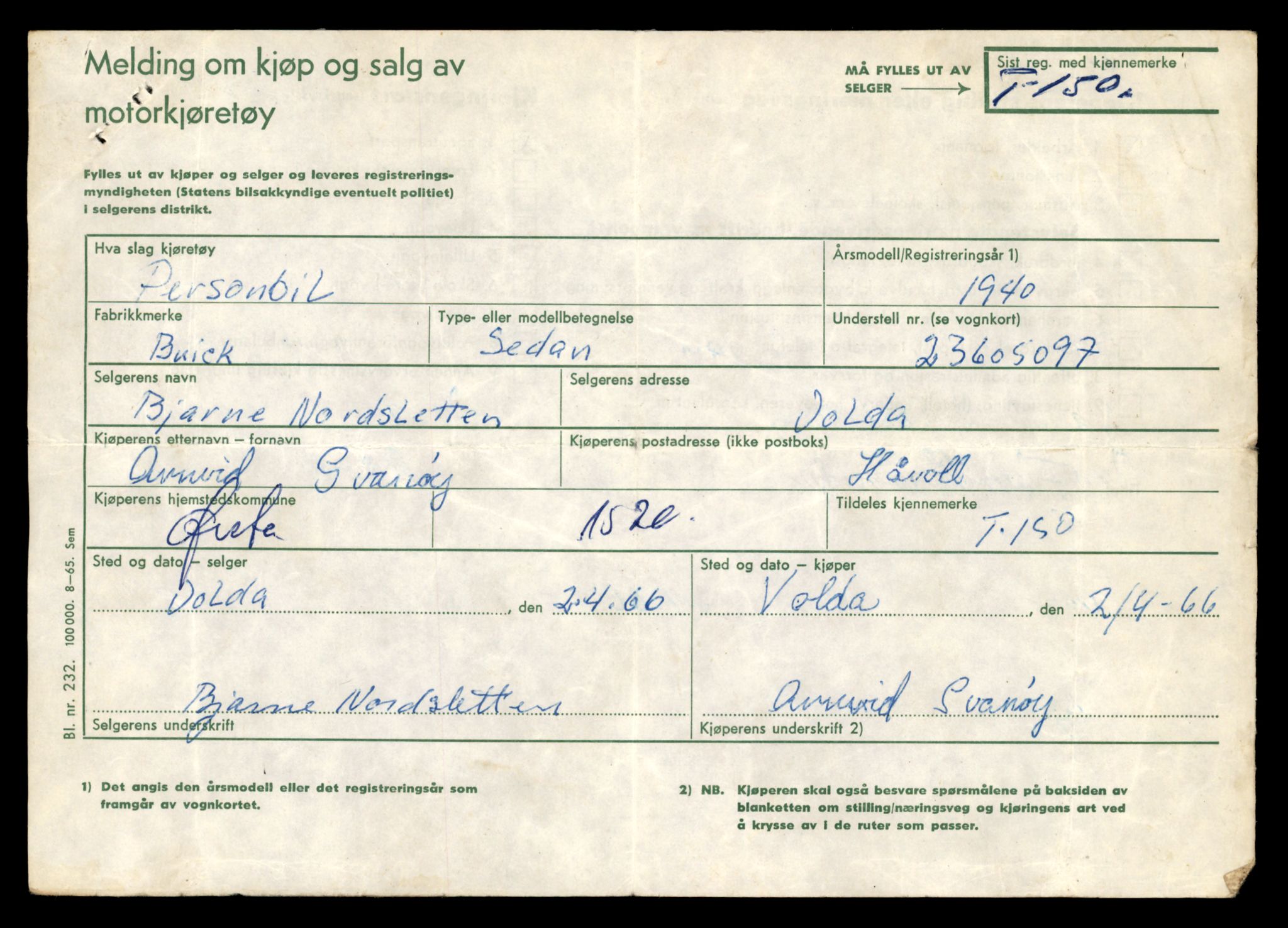 Møre og Romsdal vegkontor - Ålesund trafikkstasjon, SAT/A-4099/F/Fe/L0002: Registreringskort for kjøretøy T 128 - T 231, 1927-1998, s. 846