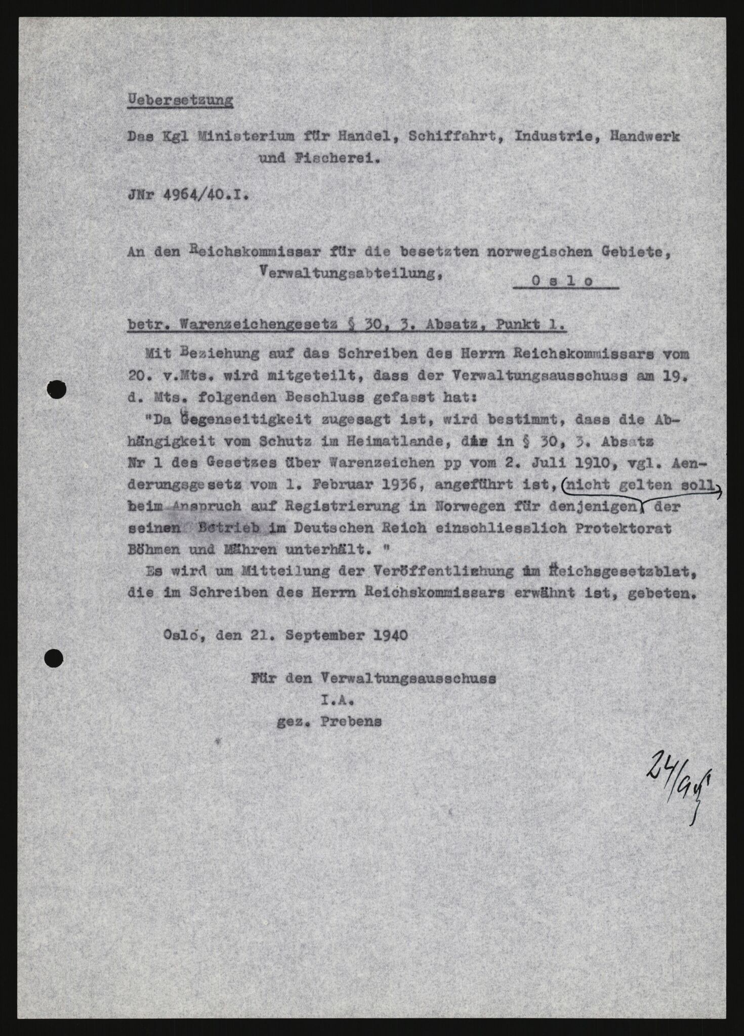 Forsvarets Overkommando. 2 kontor. Arkiv 11.4. Spredte tyske arkivsaker, AV/RA-RAFA-7031/D/Dar/Darb/L0013: Reichskommissariat - Hauptabteilung Vervaltung, 1917-1942, s. 1515