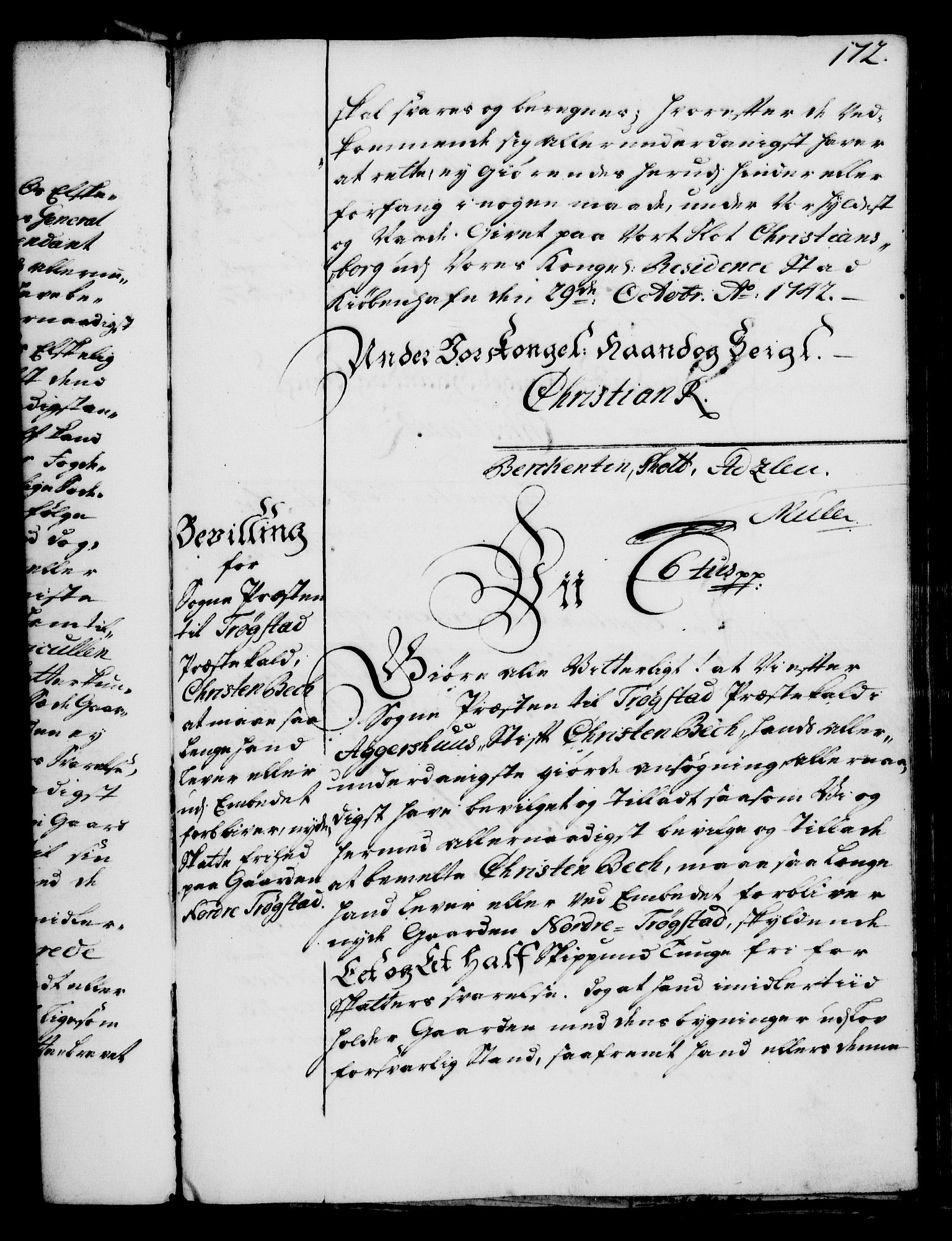 Rentekammeret, Kammerkanselliet, RA/EA-3111/G/Gg/Gga/L0005: Norsk ekspedisjonsprotokoll med register (merket RK 53.5), 1741-1749, s. 172