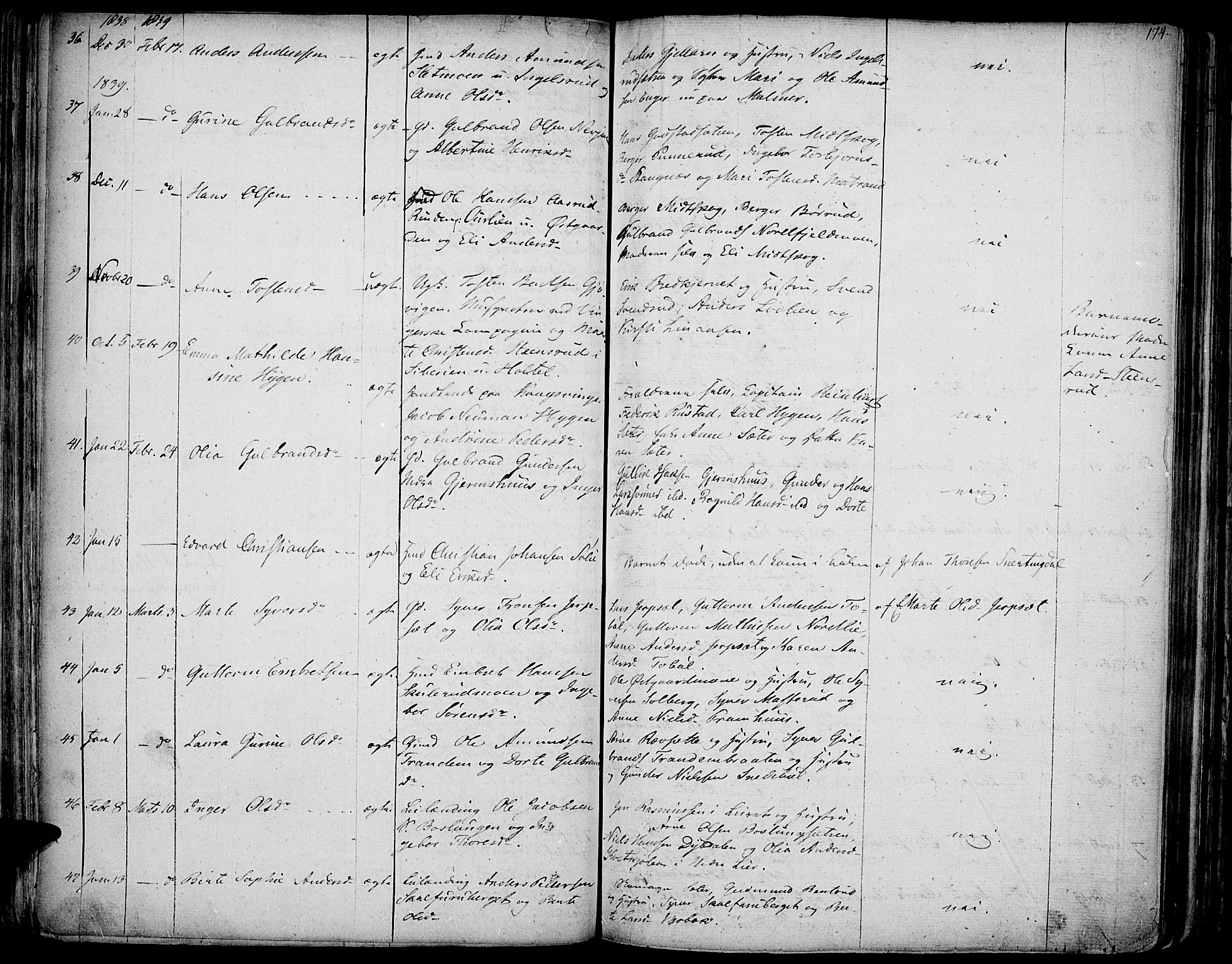 Vinger prestekontor, AV/SAH-PREST-024/H/Ha/Haa/L0007: Ministerialbok nr. 7, 1826-1839, s. 174