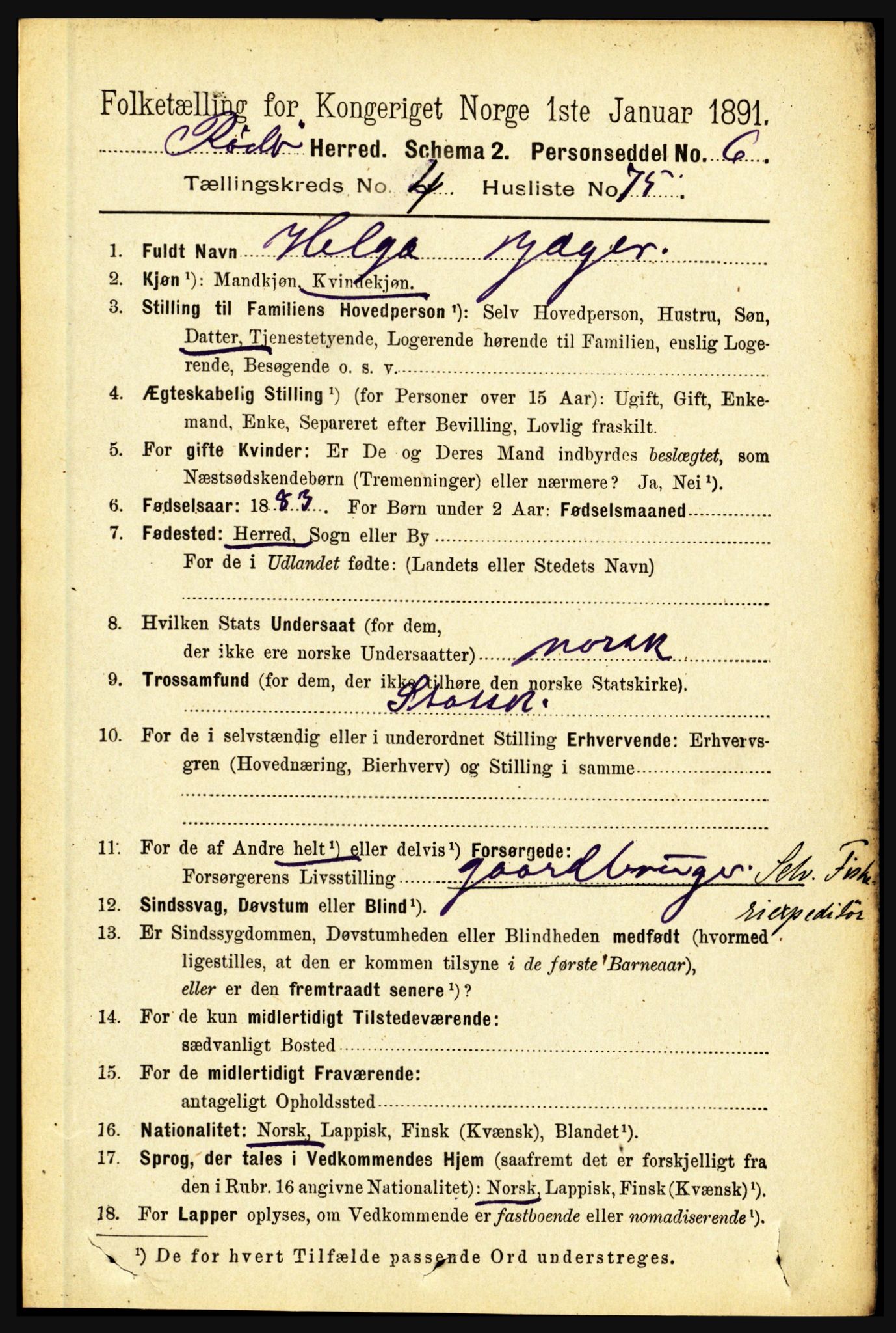 RA, Folketelling 1891 for 1836 Rødøy herred, 1891, s. 2165