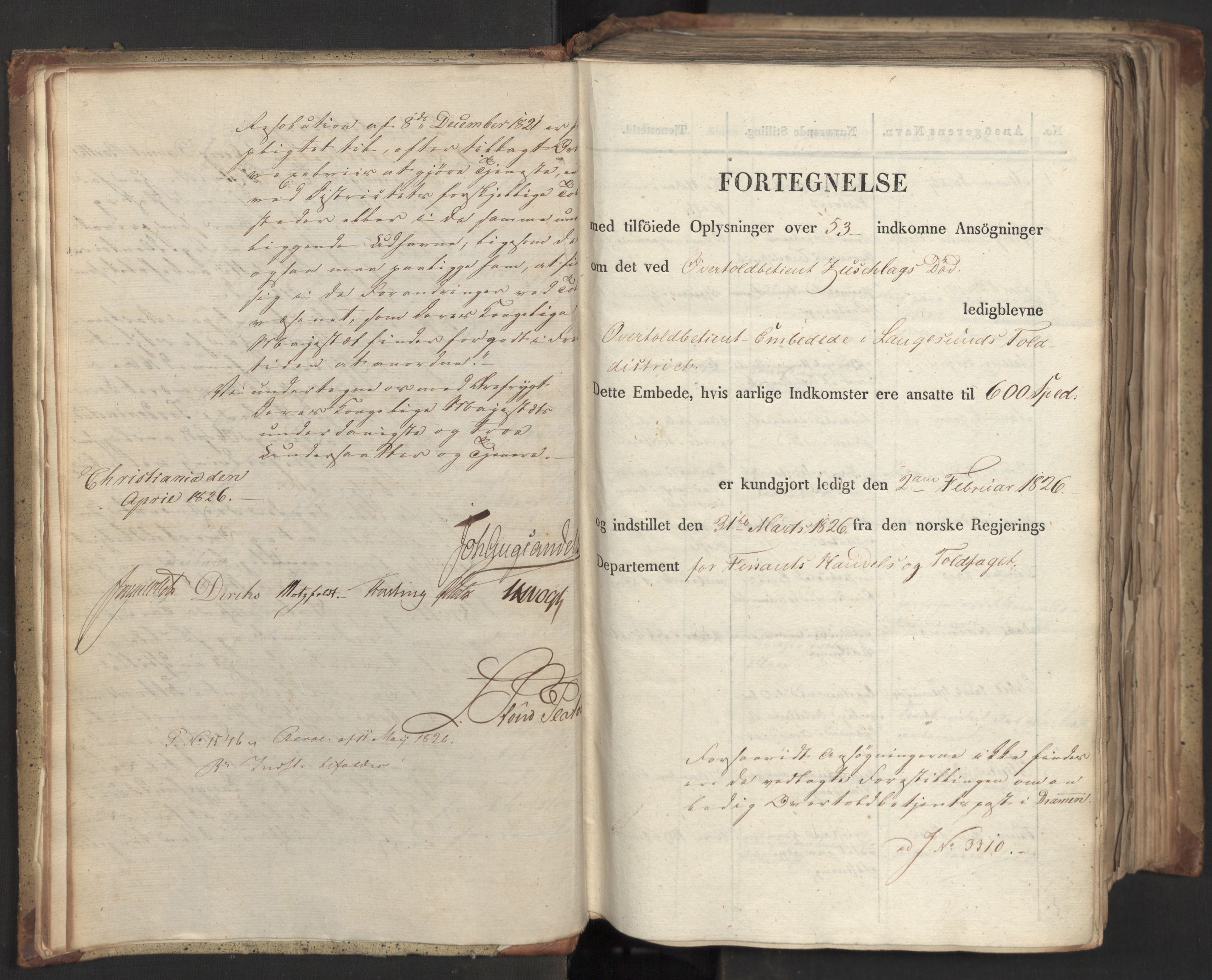 Statsrådsavdelingen i Stockholm, AV/RA-S-1003/D/Da/L0046: Regjeringsinnstillinger nr. 3308-3500, 1826, s. 8