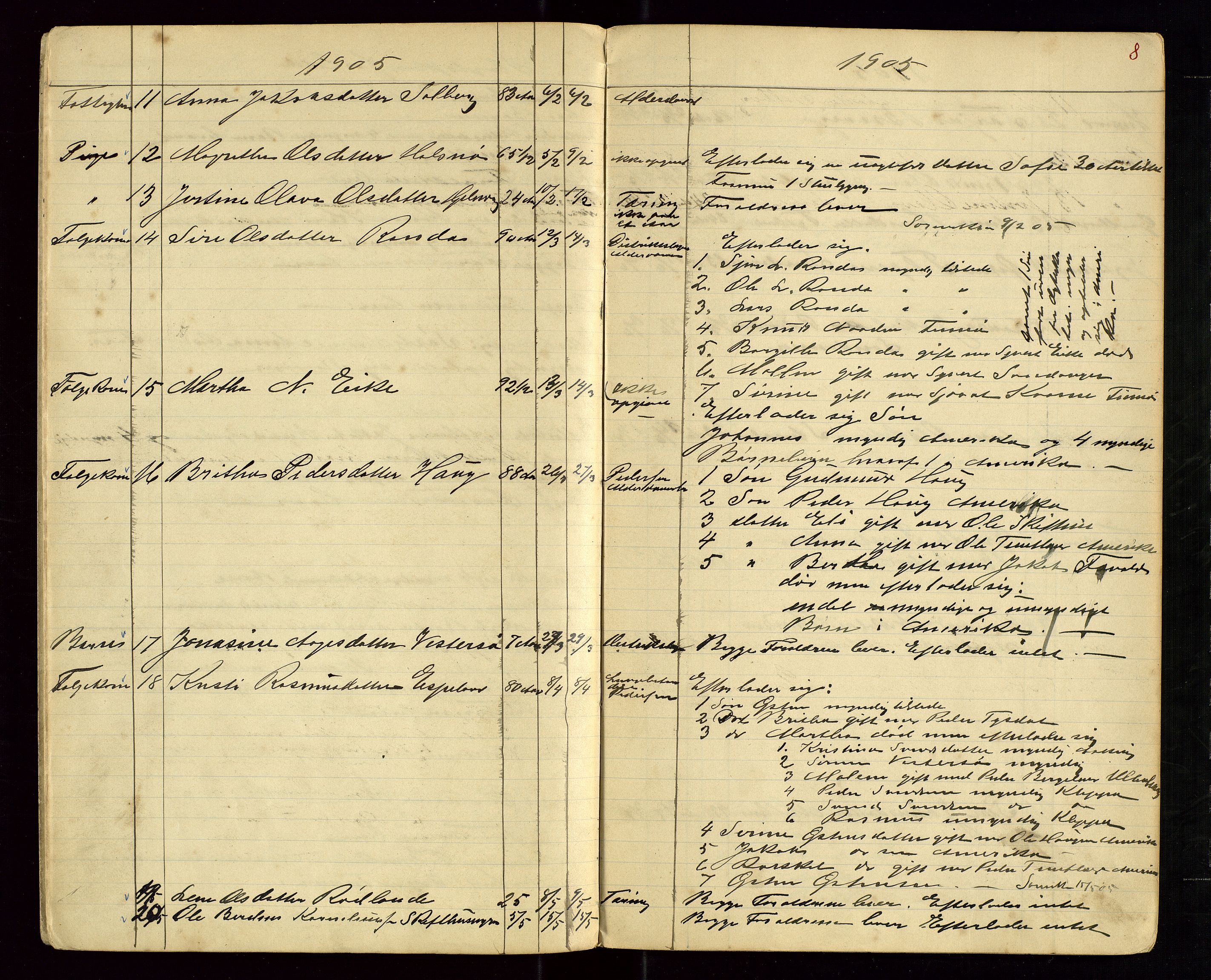 Hjelmeland lensmannskontor, AV/SAST-A-100439/Ggb/L0001: "Protokol for Dødsanmeldelser", 1903-1910, s. 8