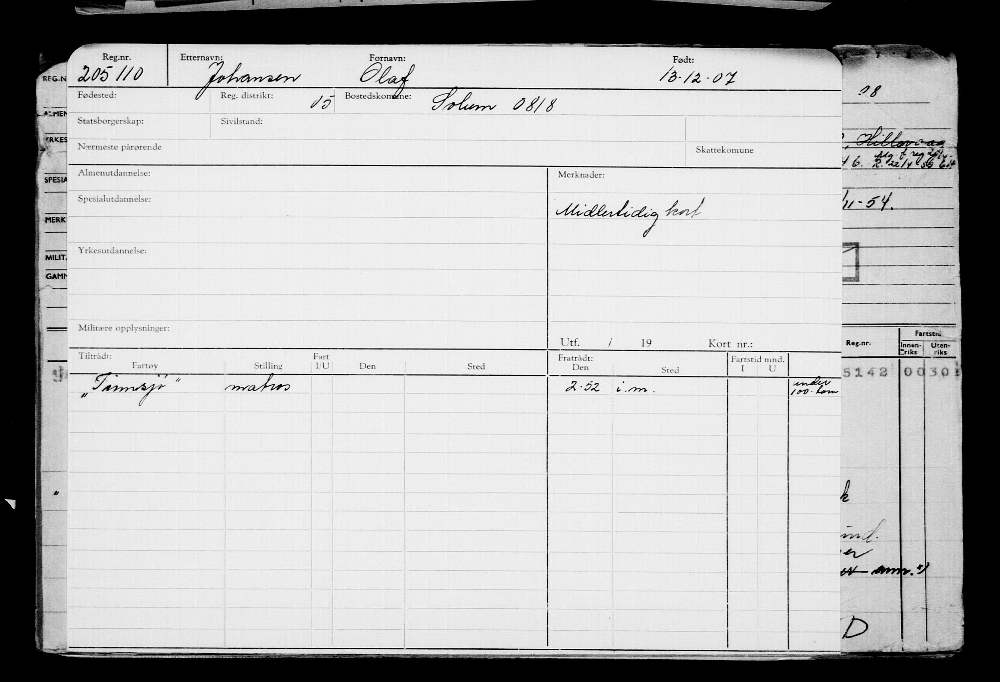 Direktoratet for sjømenn, AV/RA-S-3545/G/Gb/L0074: Hovedkort, 1907, s. 445