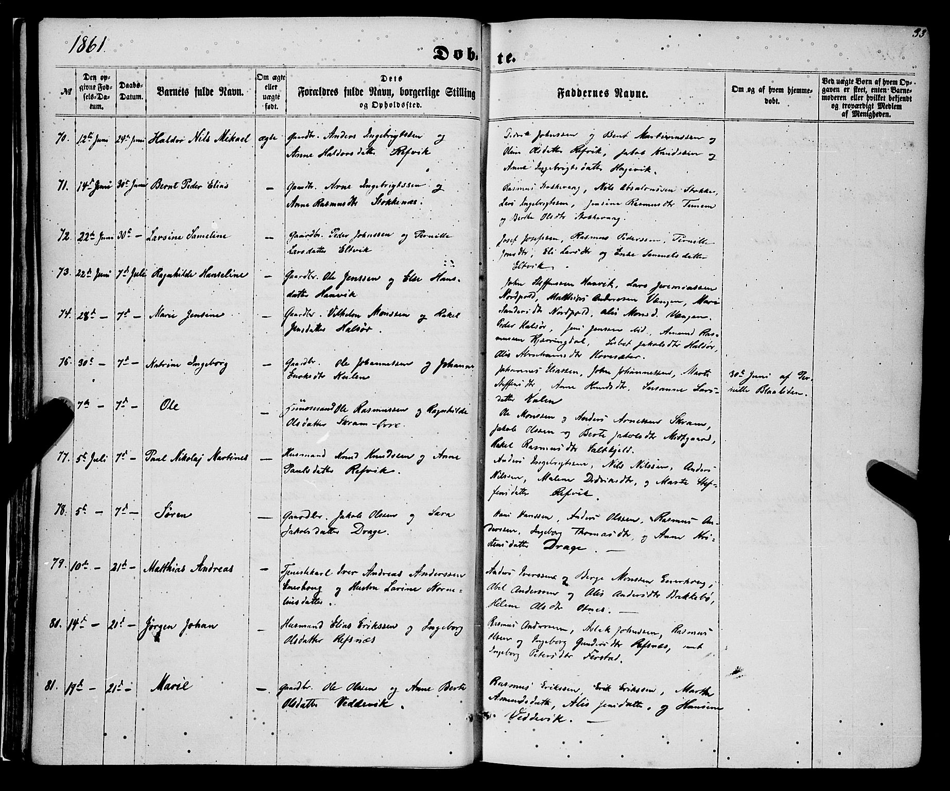 Selje sokneprestembete, AV/SAB-A-99938/H/Ha/Haa/Haaa: Ministerialbok nr. A 11, 1858-1870, s. 33