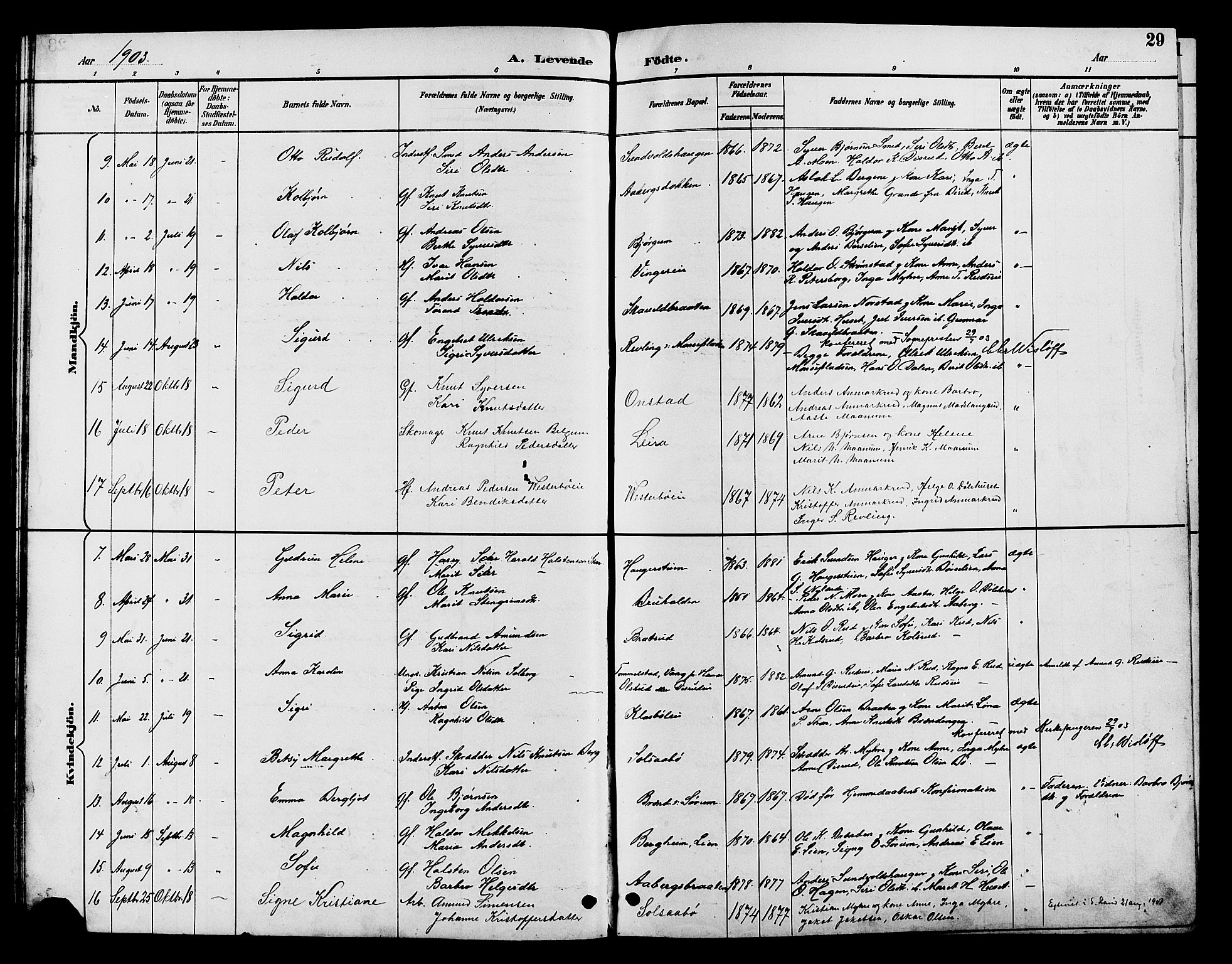 Nord-Aurdal prestekontor, AV/SAH-PREST-132/H/Ha/Hab/L0010: Klokkerbok nr. 10, 1892-1907, s. 29