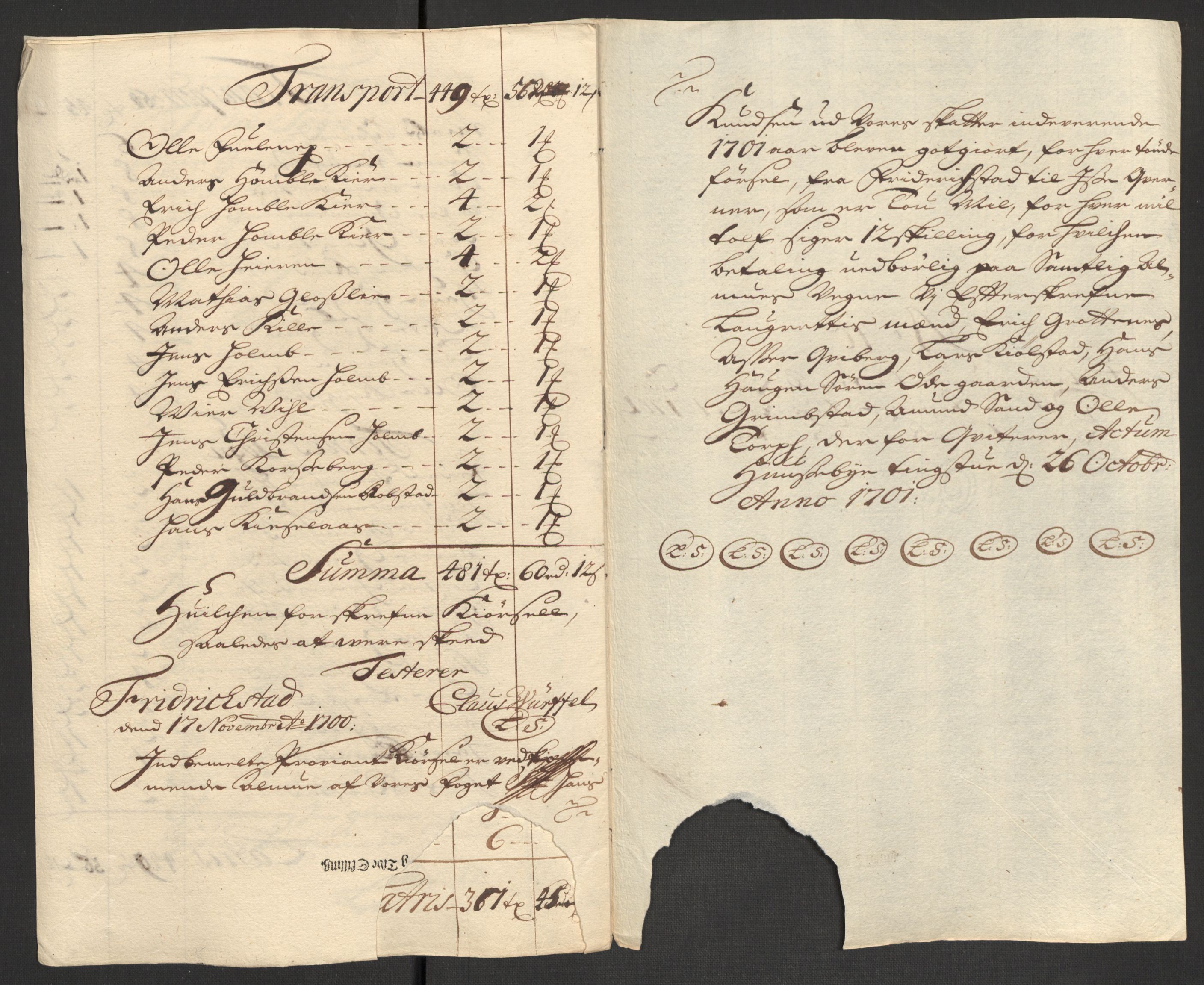 Rentekammeret inntil 1814, Reviderte regnskaper, Fogderegnskap, AV/RA-EA-4092/R04/L0130: Fogderegnskap Moss, Onsøy, Tune, Veme og Åbygge, 1701, s. 270