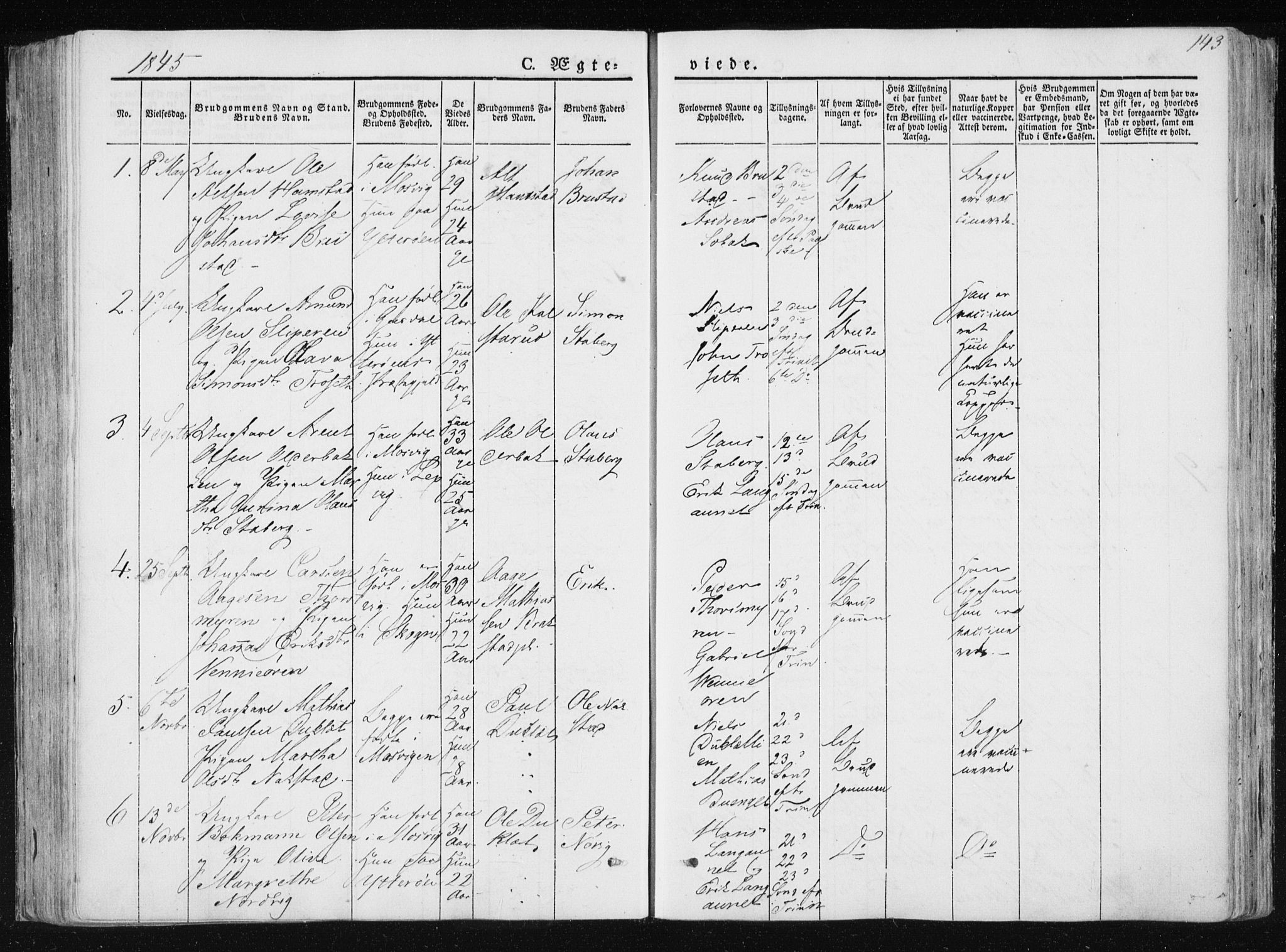 Ministerialprotokoller, klokkerbøker og fødselsregistre - Nord-Trøndelag, AV/SAT-A-1458/733/L0323: Ministerialbok nr. 733A02, 1843-1870, s. 143