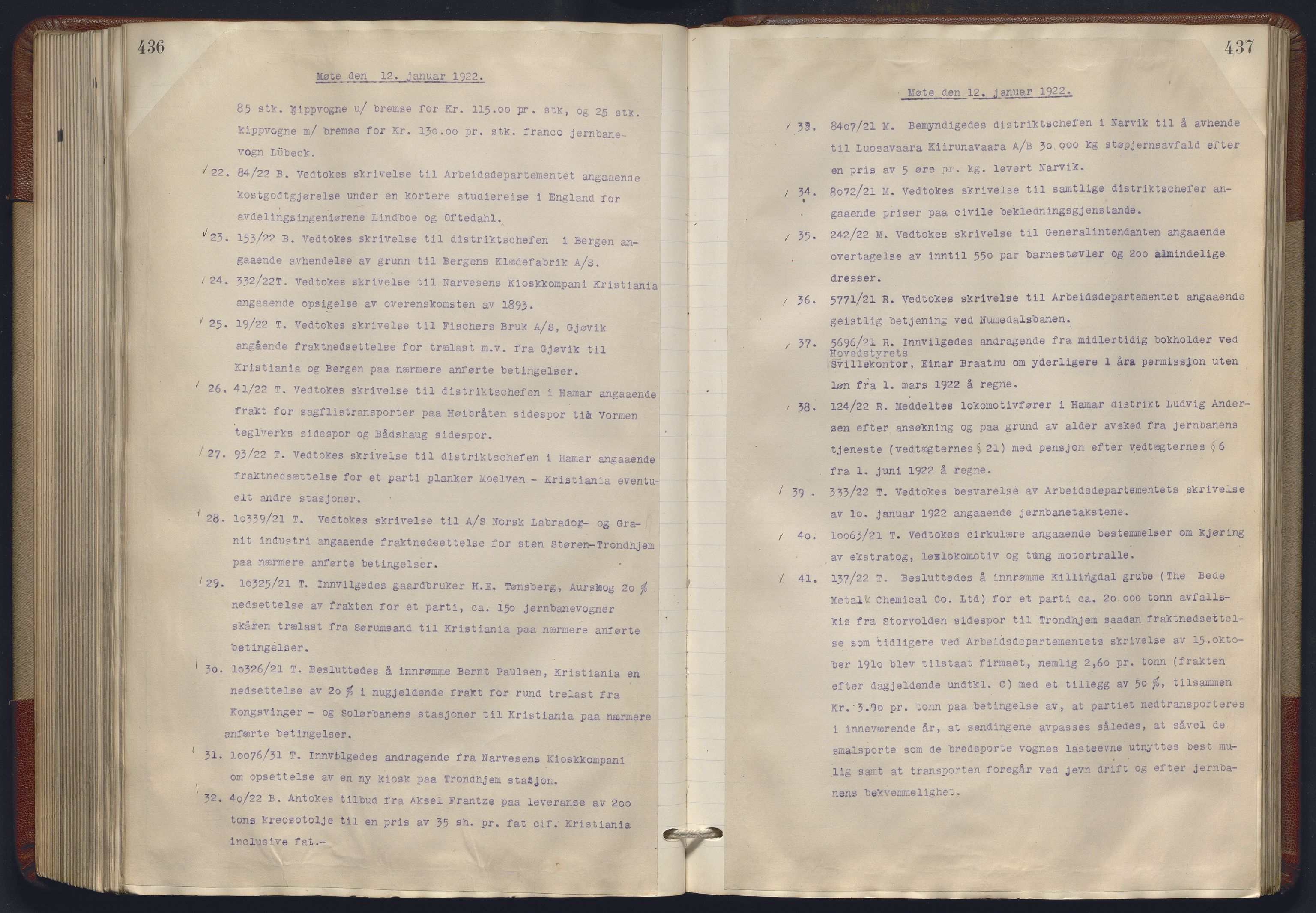 Norges statsbaner, Administrasjons- økonomi- og personalavdelingen, RA/S-3412/A/Aa/L0018: Forhandlingsprotokoll, 1920-1922, s. 436-437