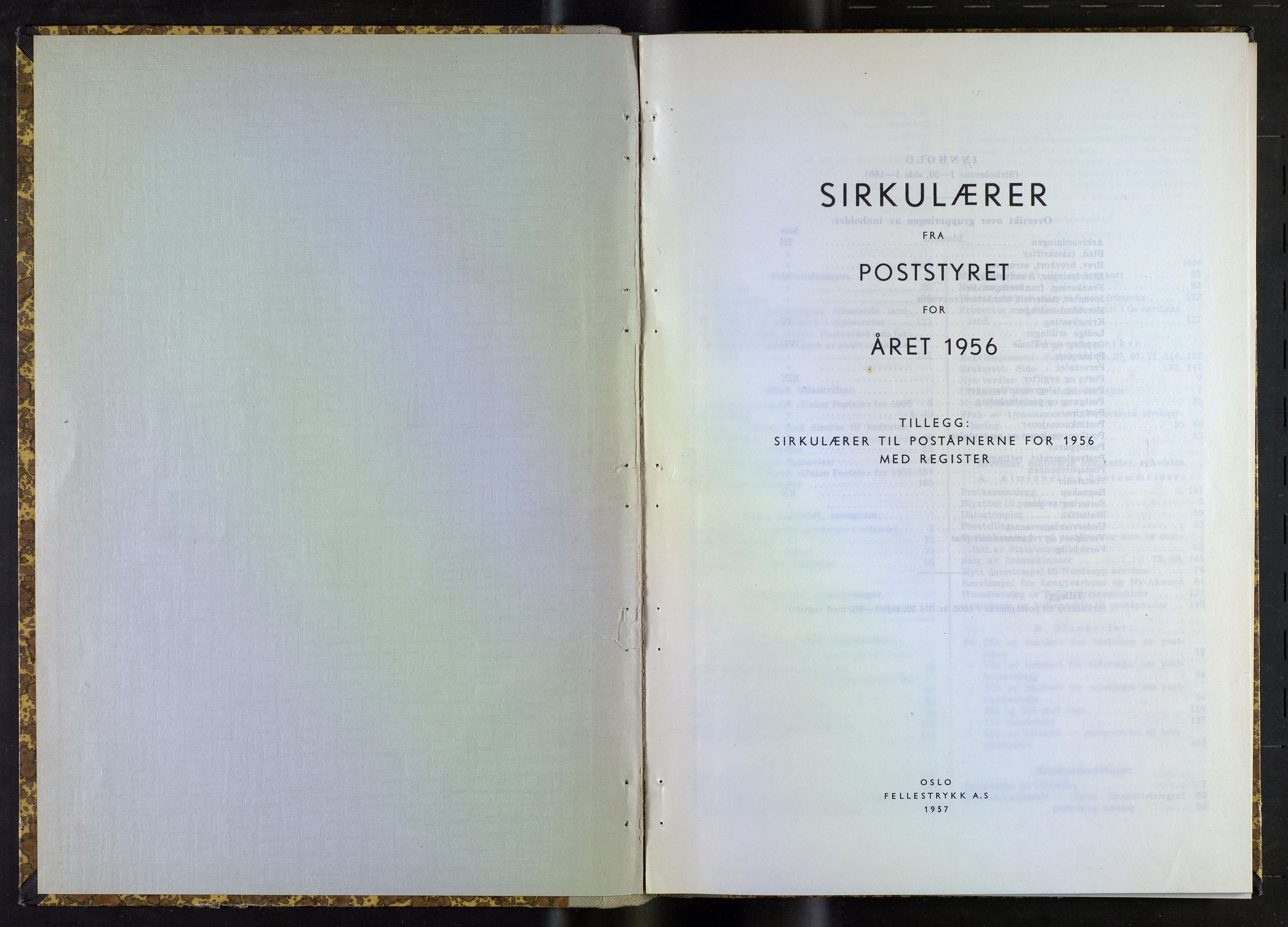 Norges Postmuseums bibliotek, NOPO/-/-/-: Sirkulærer fra Poststyret, 1956