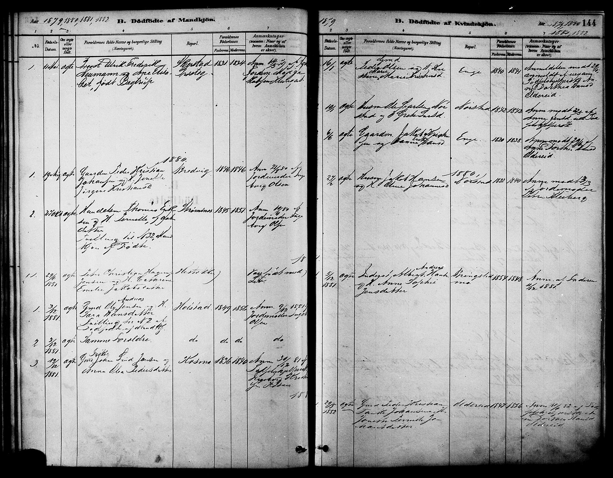 Ministerialprotokoller, klokkerbøker og fødselsregistre - Nordland, SAT/A-1459/852/L0740: Ministerialbok nr. 852A10, 1878-1894, s. 144