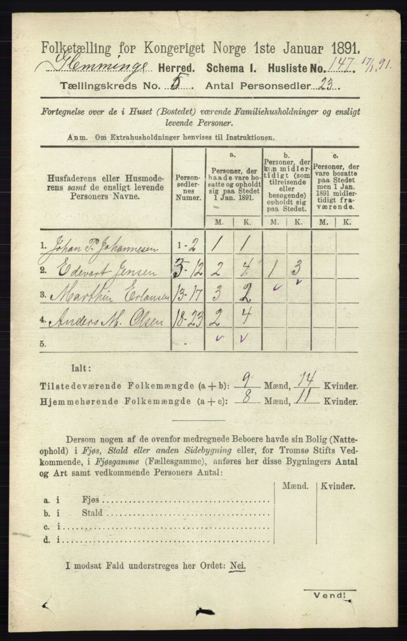 RA, Folketelling 1891 for 0132 Glemmen herred, 1891, s. 6044