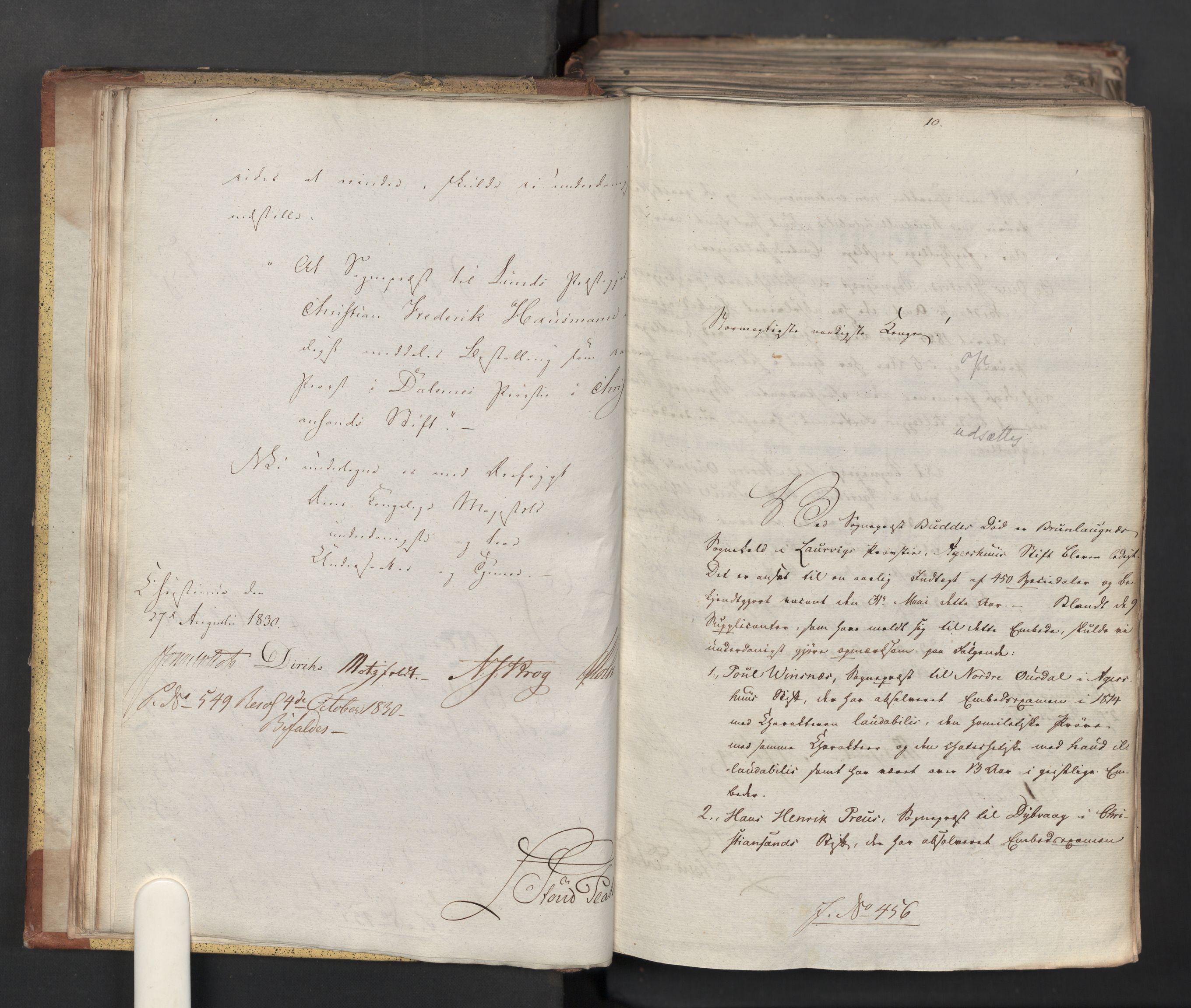 Statsrådsavdelingen i Stockholm, AV/RA-S-1003/D/Da/L0067: Regjeringsinnstillinger nr. 450-659, 1830, s. 22