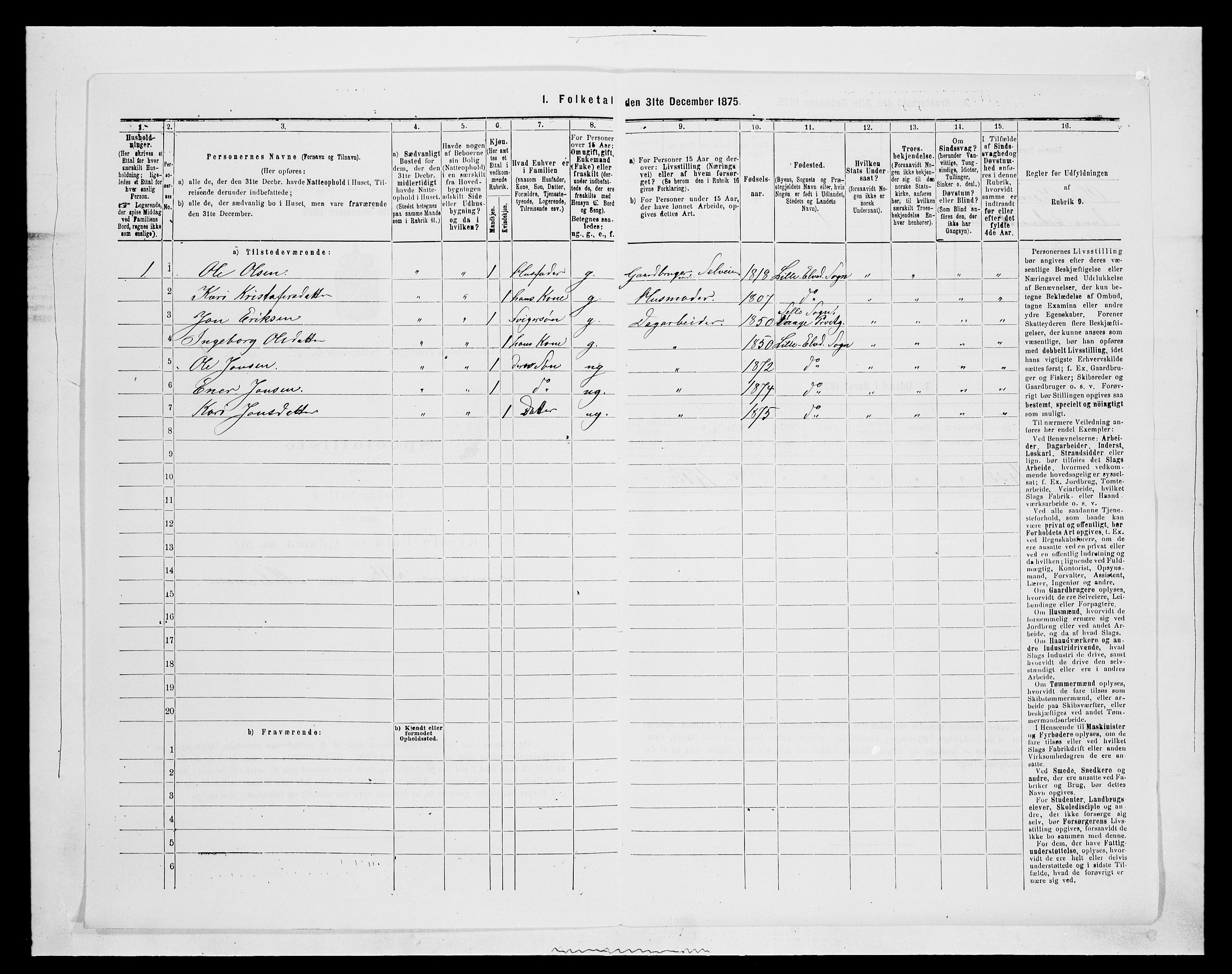 SAH, Folketelling 1875 for 0438P Lille Elvedalen (Alvdal) prestegjeld, 1875, s. 227