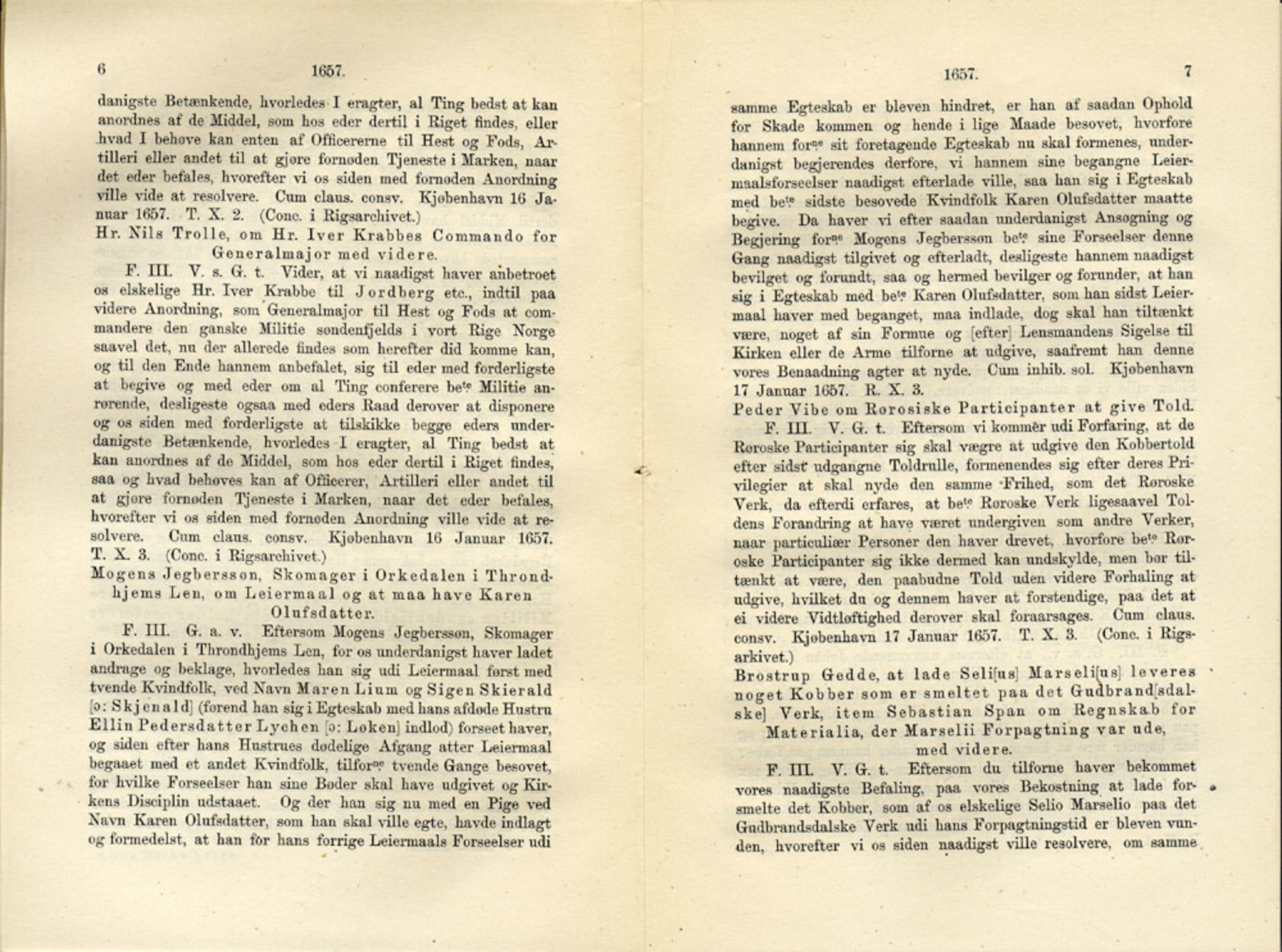 Publikasjoner utgitt av Det Norske Historiske Kildeskriftfond, PUBL/-/-/-: Norske Rigs-Registranter, bind 12, 1657-1660, s. 6-7