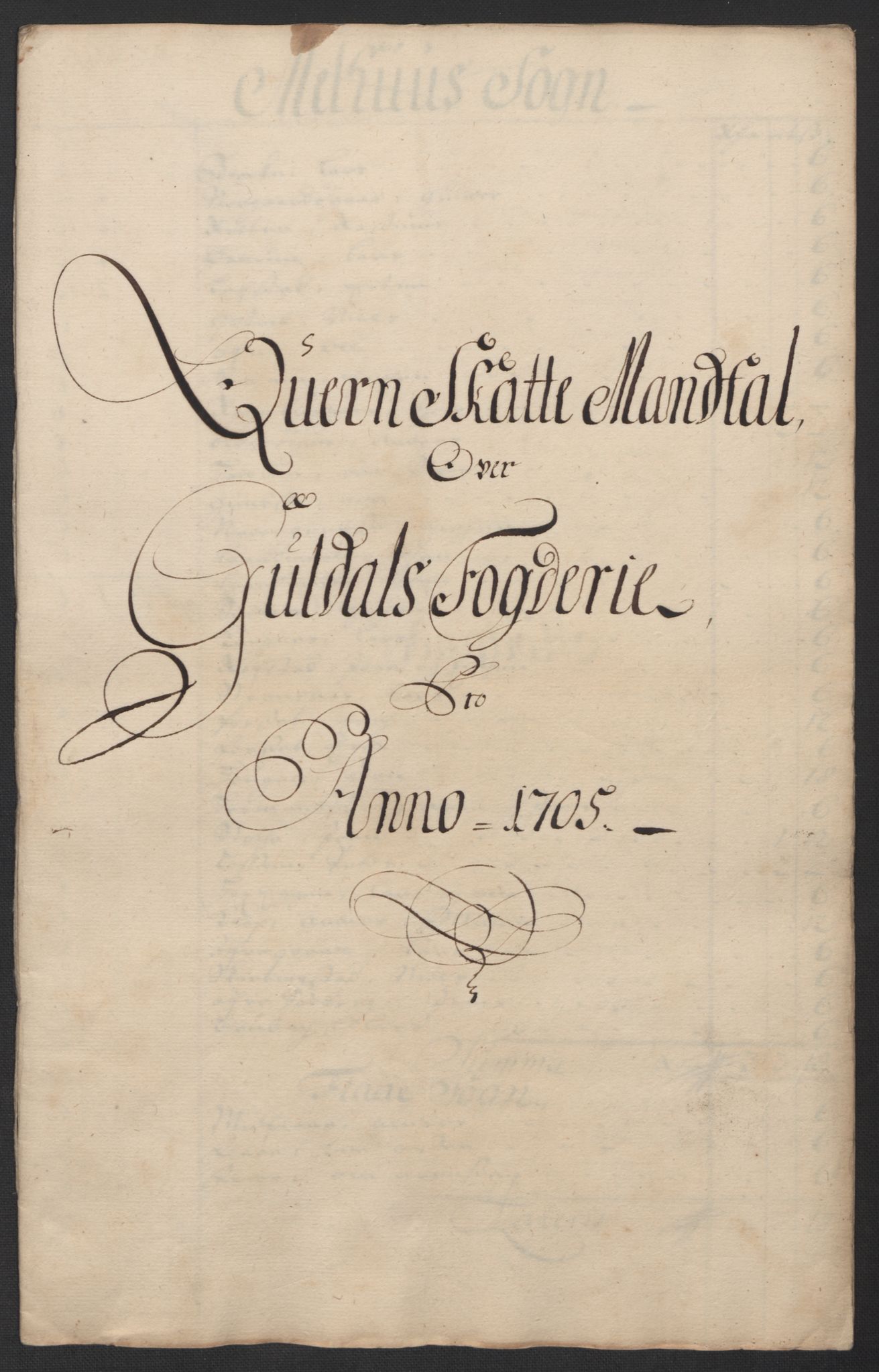 Rentekammeret inntil 1814, Reviderte regnskaper, Fogderegnskap, RA/EA-4092/R60/L3955: Fogderegnskap Orkdal og Gauldal, 1705, s. 344