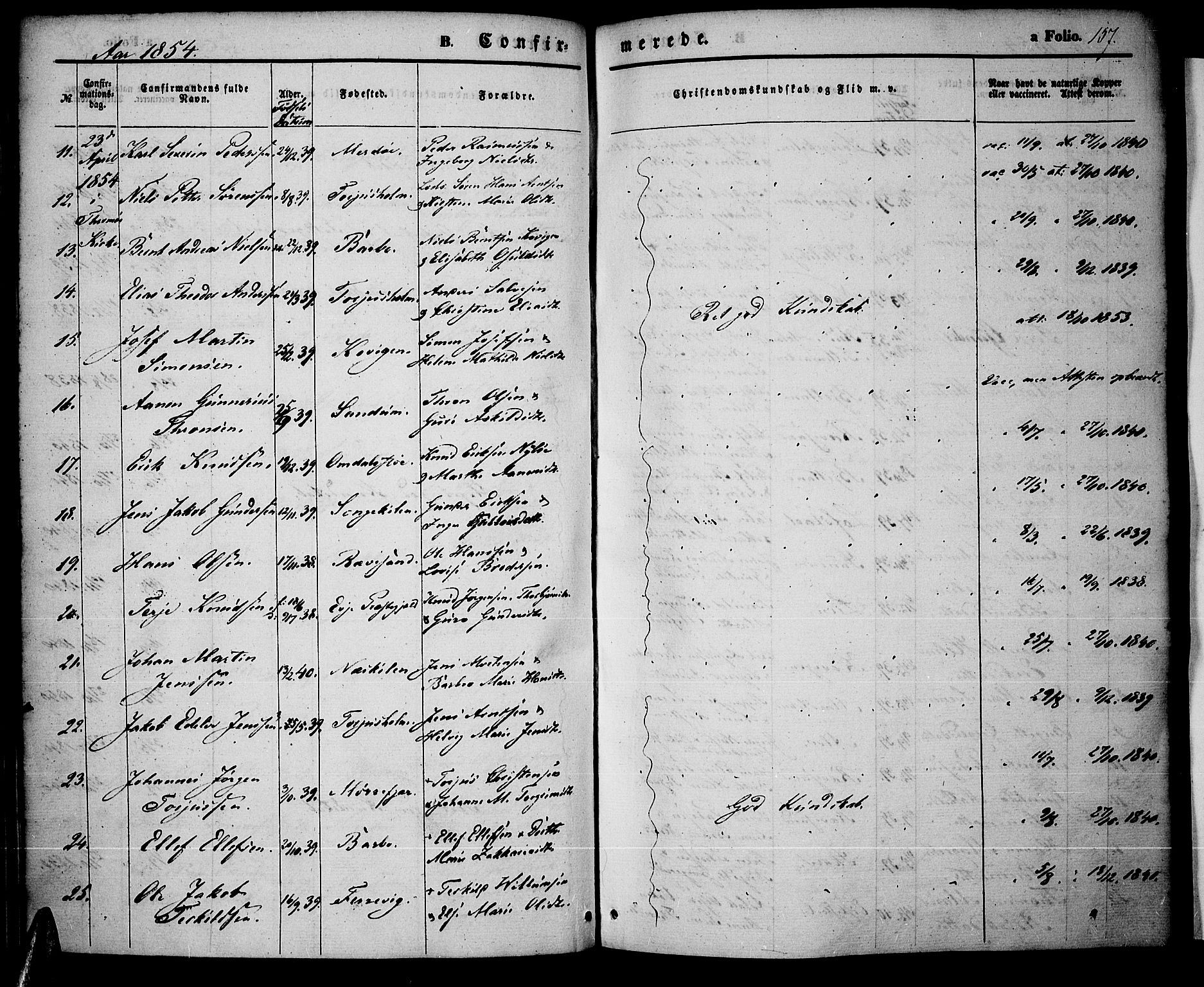 Tromøy sokneprestkontor, AV/SAK-1111-0041/F/Fa/L0005: Ministerialbok nr. A 5, 1847-1856, s. 157