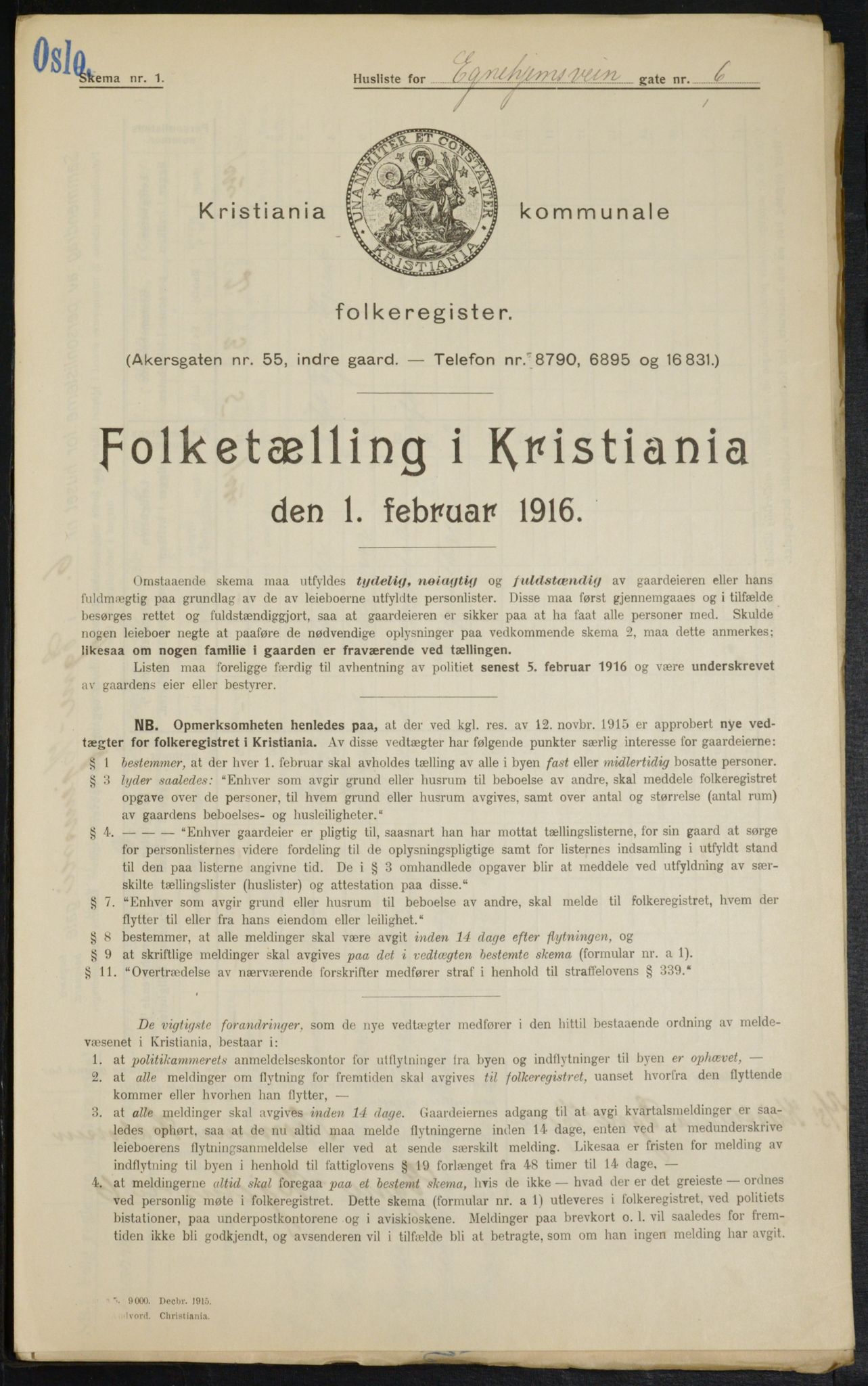 OBA, Kommunal folketelling 1.2.1916 for Kristiania, 1916, s. 18992