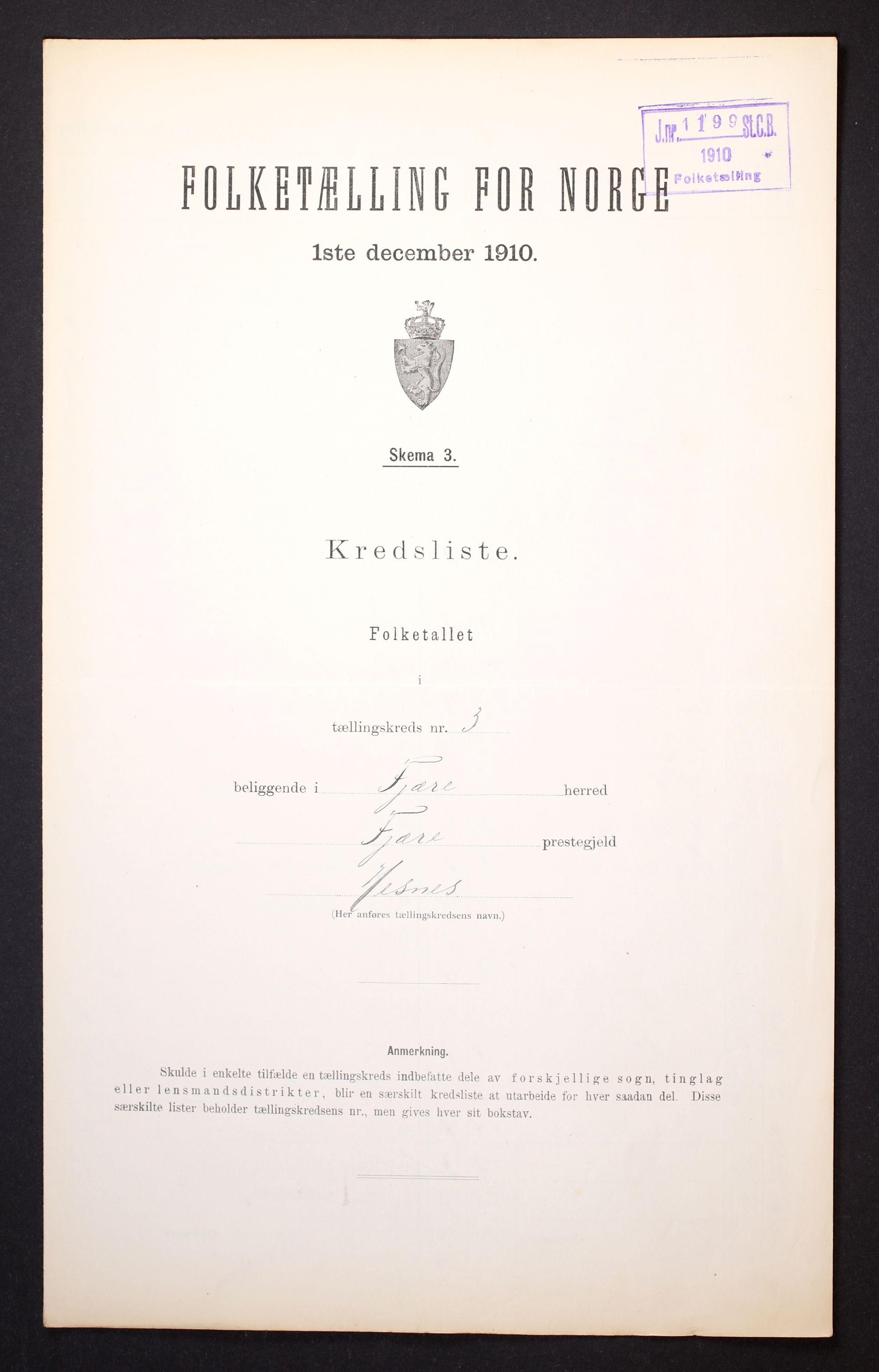 RA, Folketelling 1910 for 0923 Fjære herred, 1910, s. 18