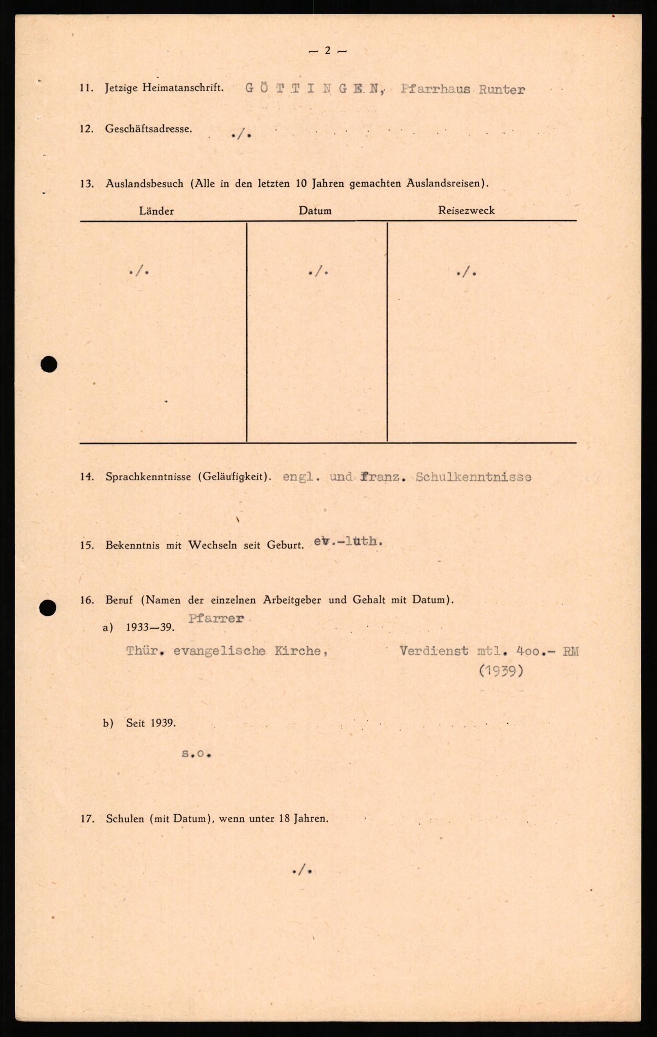 Forsvaret, Forsvarets overkommando II, AV/RA-RAFA-3915/D/Db/L0015: CI Questionaires. Tyske okkupasjonsstyrker i Norge. Tyskere., 1945-1946, s. 258