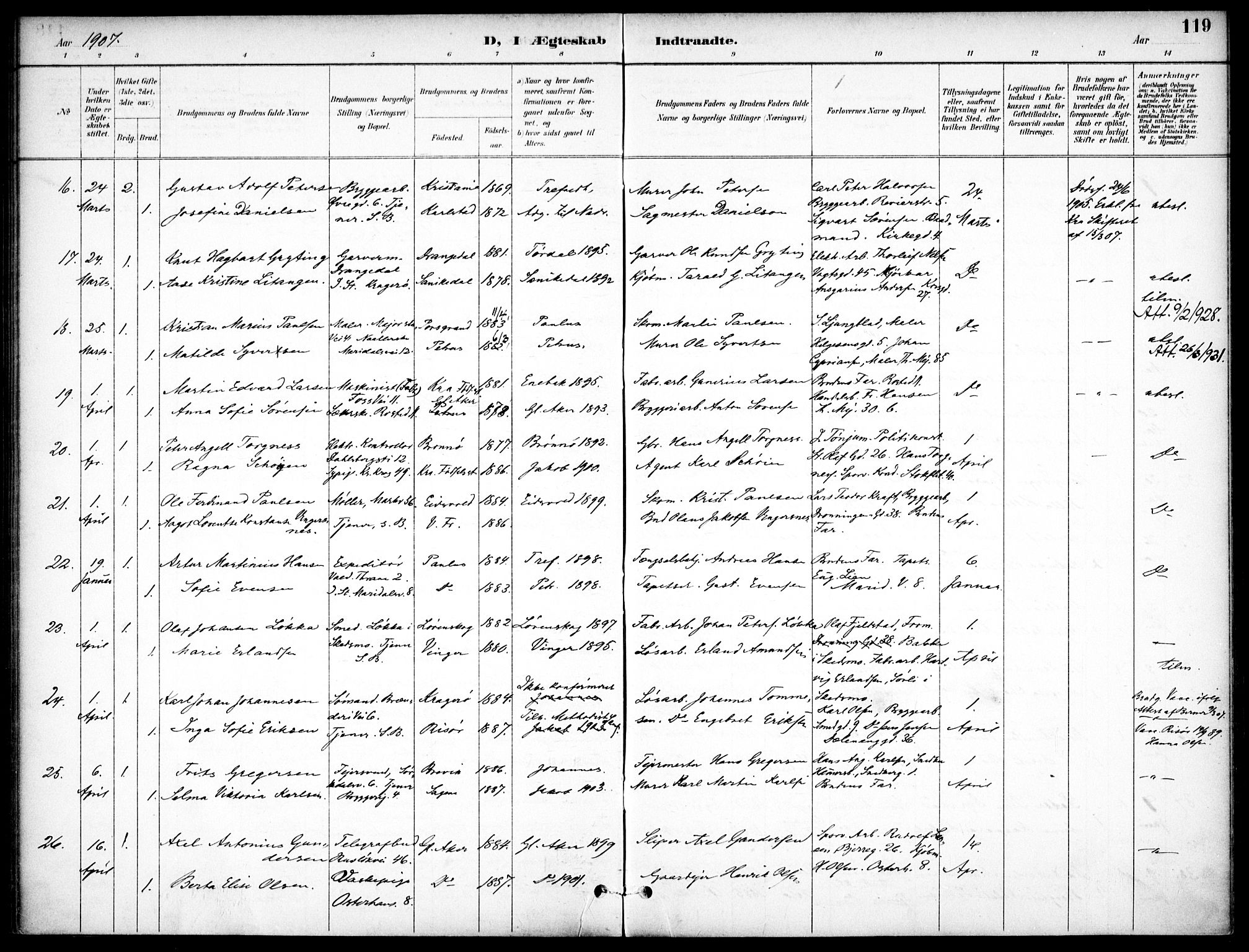 Jakob prestekontor Kirkebøker, AV/SAO-A-10850/F/Fa/L0006: Ministerialbok nr. 6, 1895-1908, s. 119