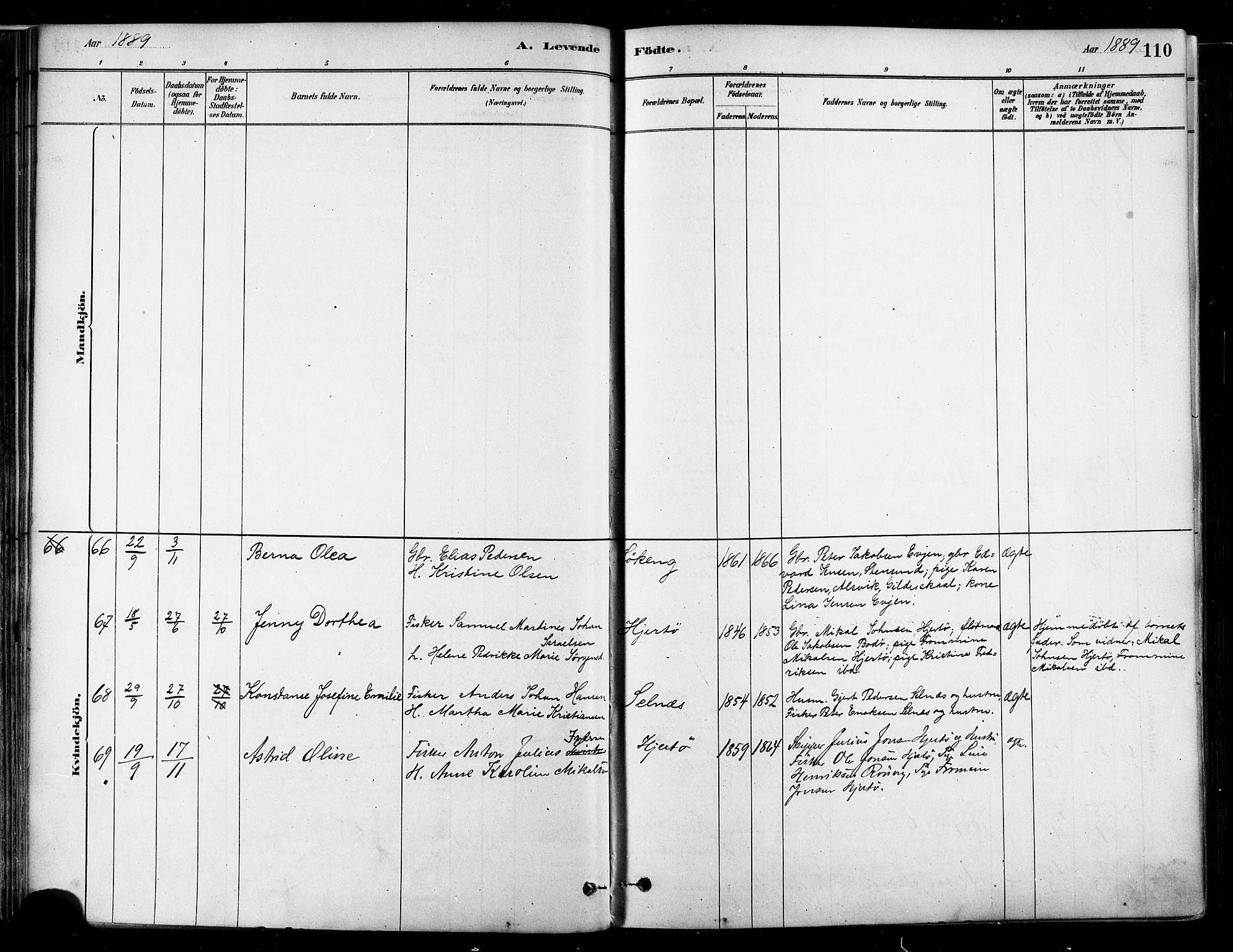 Ministerialprotokoller, klokkerbøker og fødselsregistre - Nordland, SAT/A-1459/802/L0054: Ministerialbok nr. 802A01, 1879-1893, s. 110