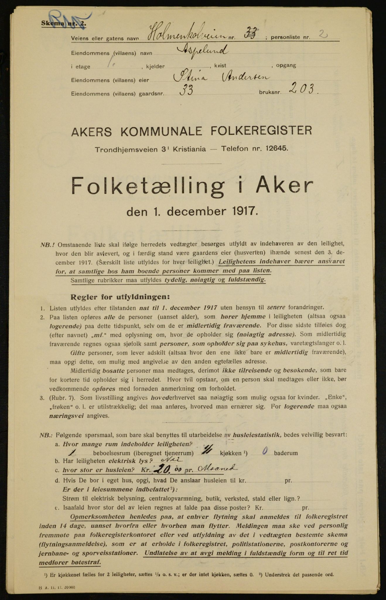 OBA, Kommunal folketelling 1.12.1917 for Aker, 1917, s. 8241