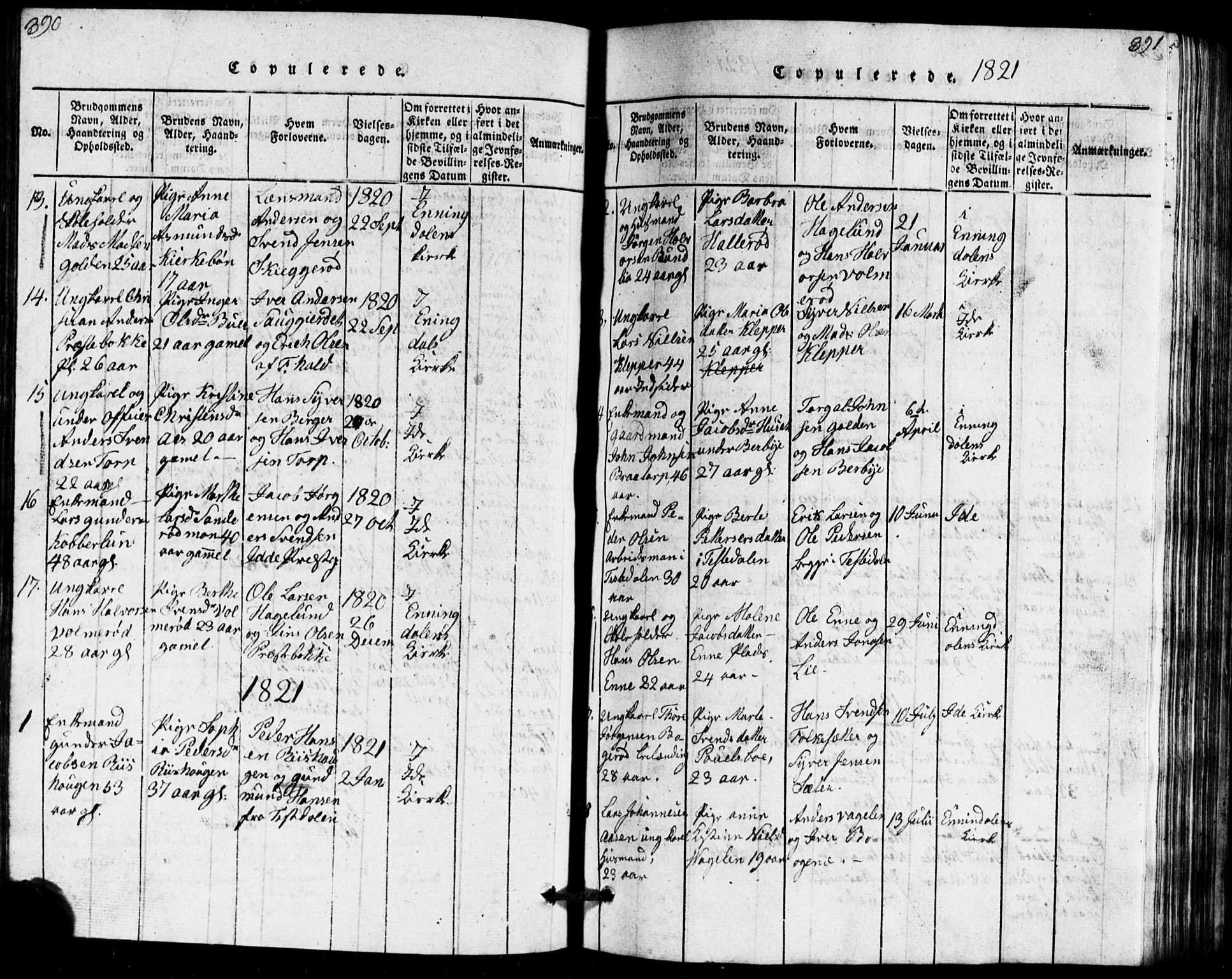 Idd prestekontor Kirkebøker, AV/SAO-A-10911/G/Ga/L0001: Klokkerbok nr. I 1, 1815-1826, s. 390-391