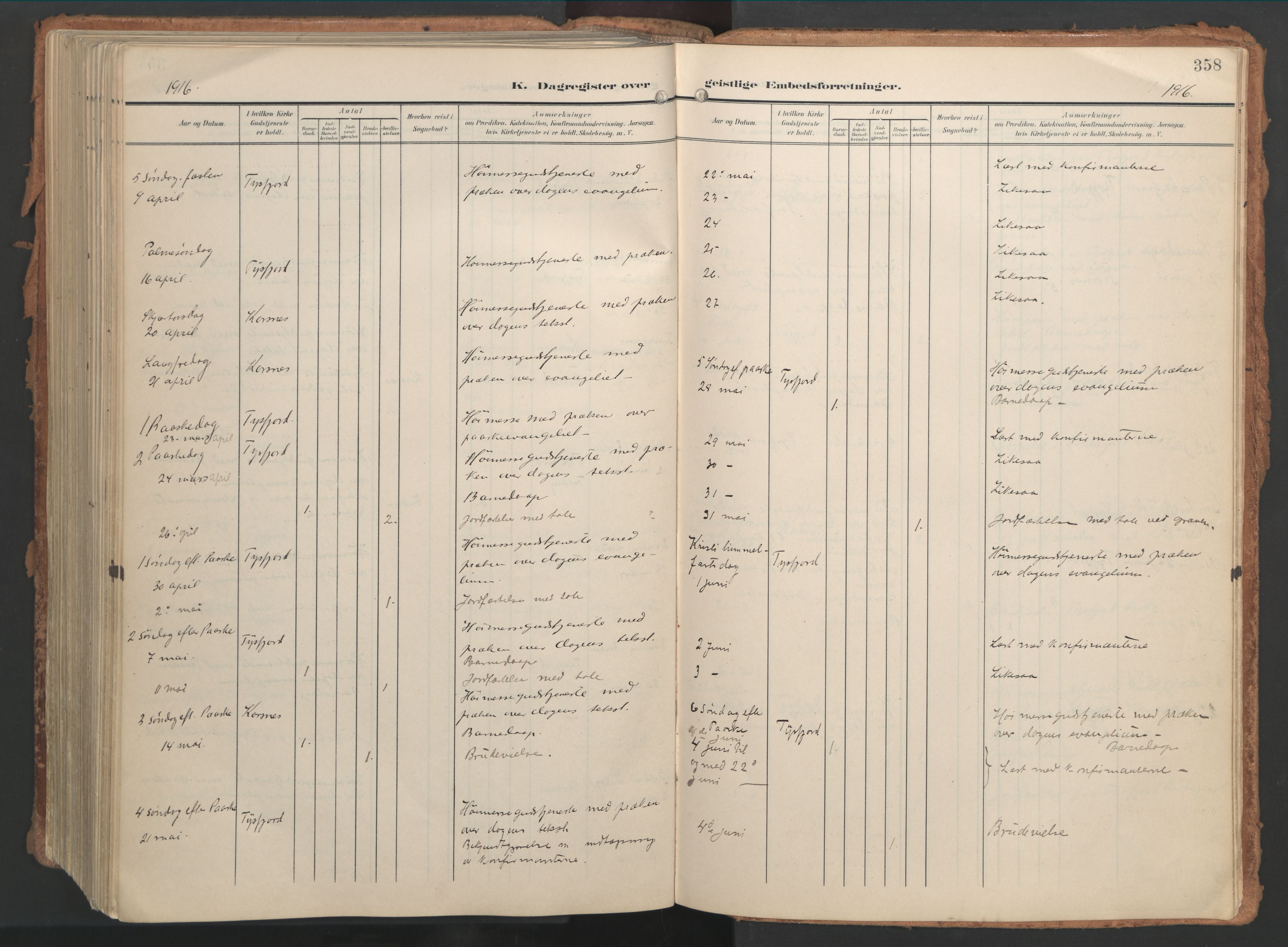 Ministerialprotokoller, klokkerbøker og fødselsregistre - Nordland, AV/SAT-A-1459/861/L0871: Ministerialbok nr. 861A06, 1903-1916, s. 358