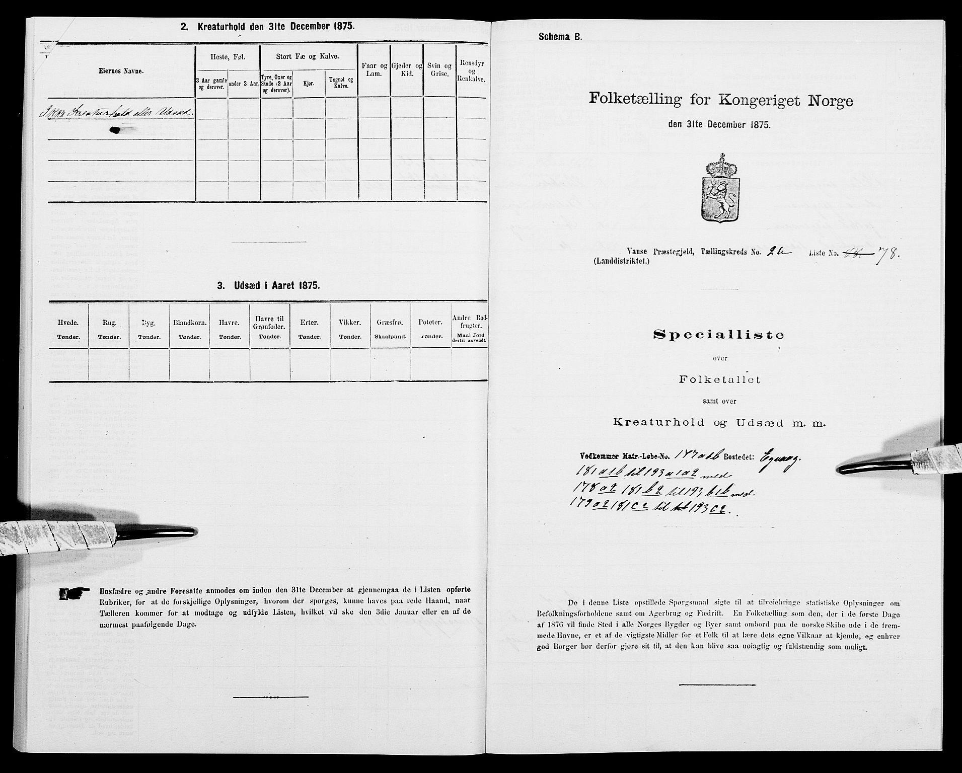 SAK, Folketelling 1875 for 1041L Vanse prestegjeld, Vanse sokn og Farsund landsokn, 1875, s. 456