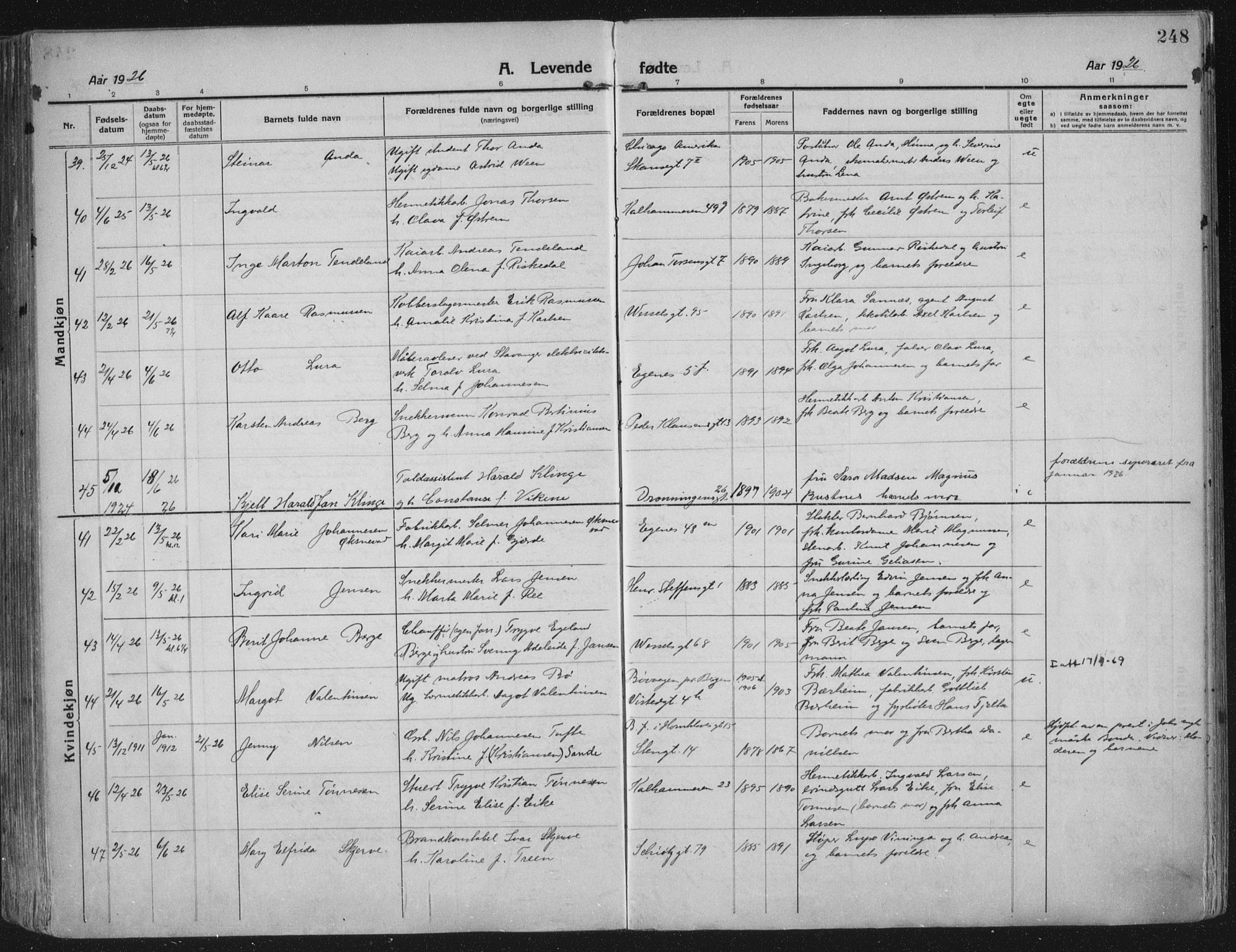 Domkirken sokneprestkontor, AV/SAST-A-101812/002/A/L0018: Ministerialbok nr. A 34, 1915-1929, s. 248