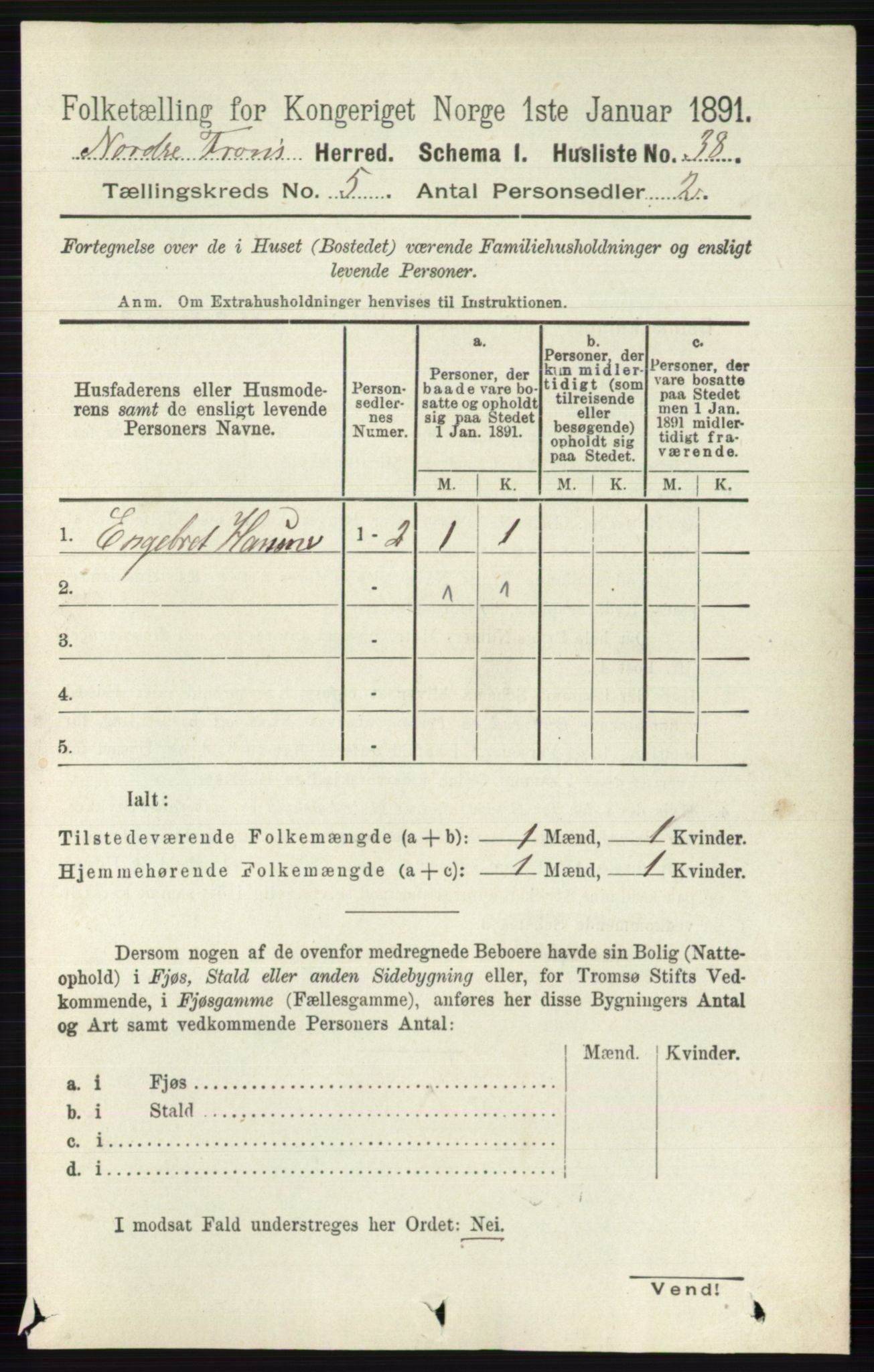 RA, Folketelling 1891 for 0518 Nord-Fron herred, 1891, s. 1959