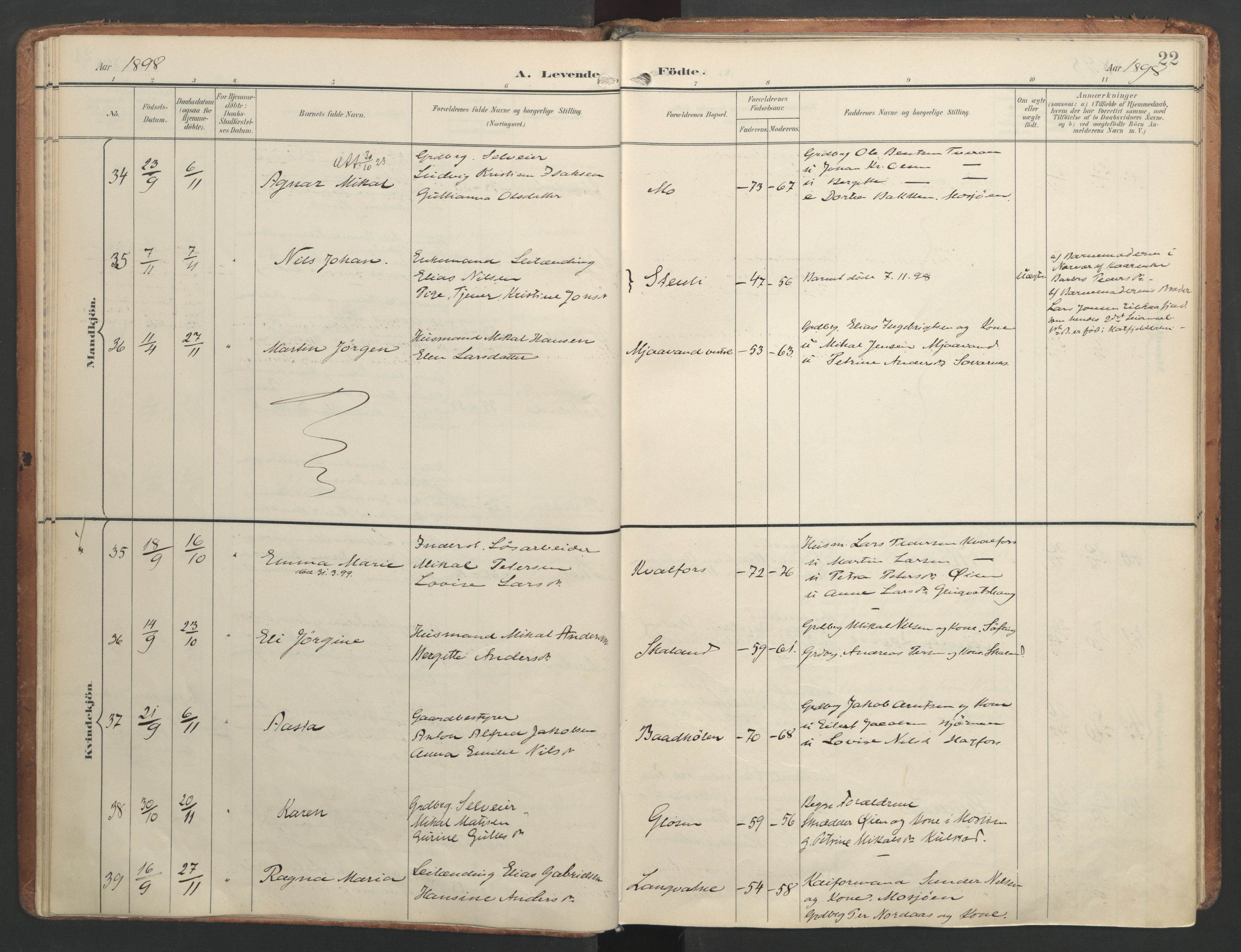 Ministerialprotokoller, klokkerbøker og fødselsregistre - Nordland, AV/SAT-A-1459/820/L0297: Ministerialbok nr. 820A18, 1897-1917, s. 22