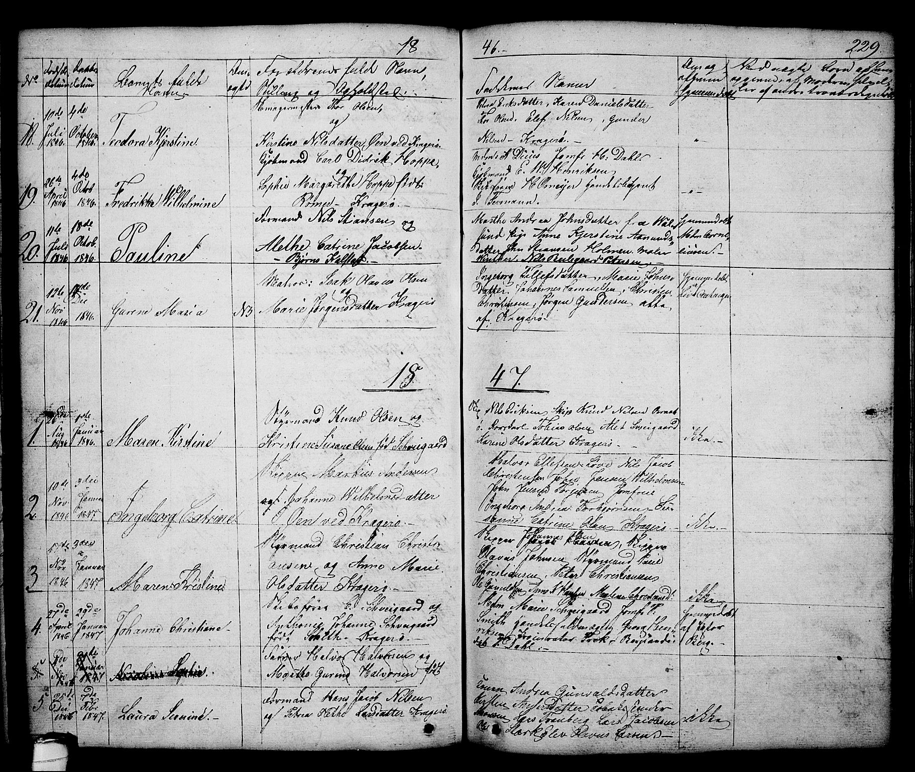 Kragerø kirkebøker, AV/SAKO-A-278/G/Ga/L0003: Klokkerbok nr. 3, 1832-1852, s. 229