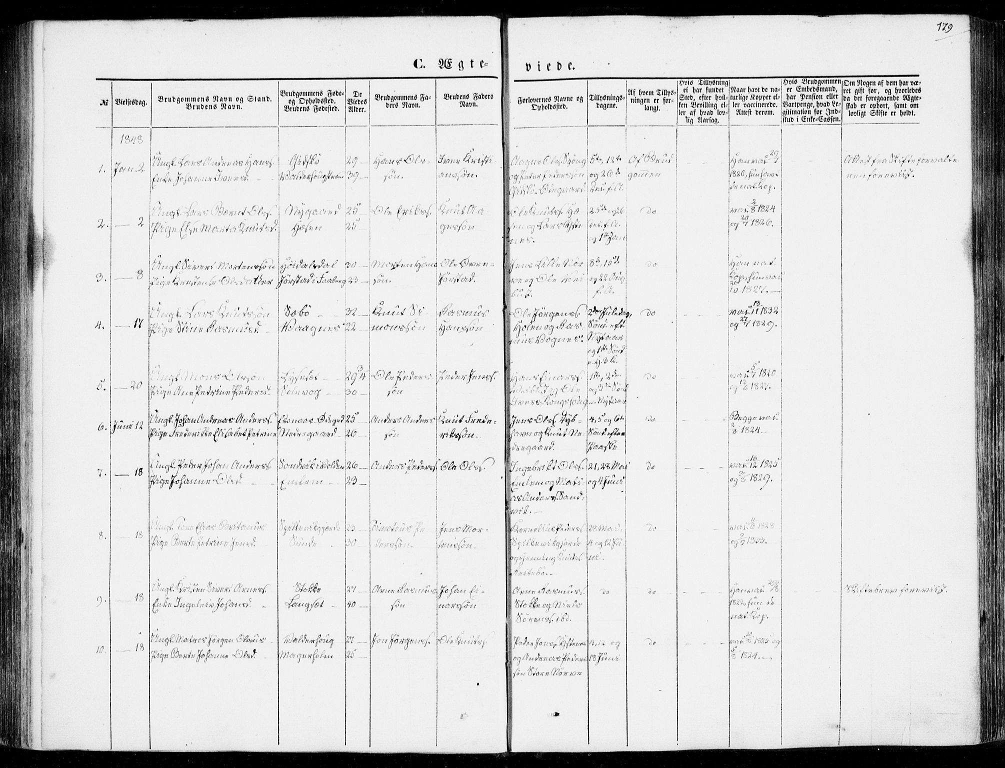 Ministerialprotokoller, klokkerbøker og fødselsregistre - Møre og Romsdal, AV/SAT-A-1454/528/L0397: Ministerialbok nr. 528A08, 1848-1858, s. 179