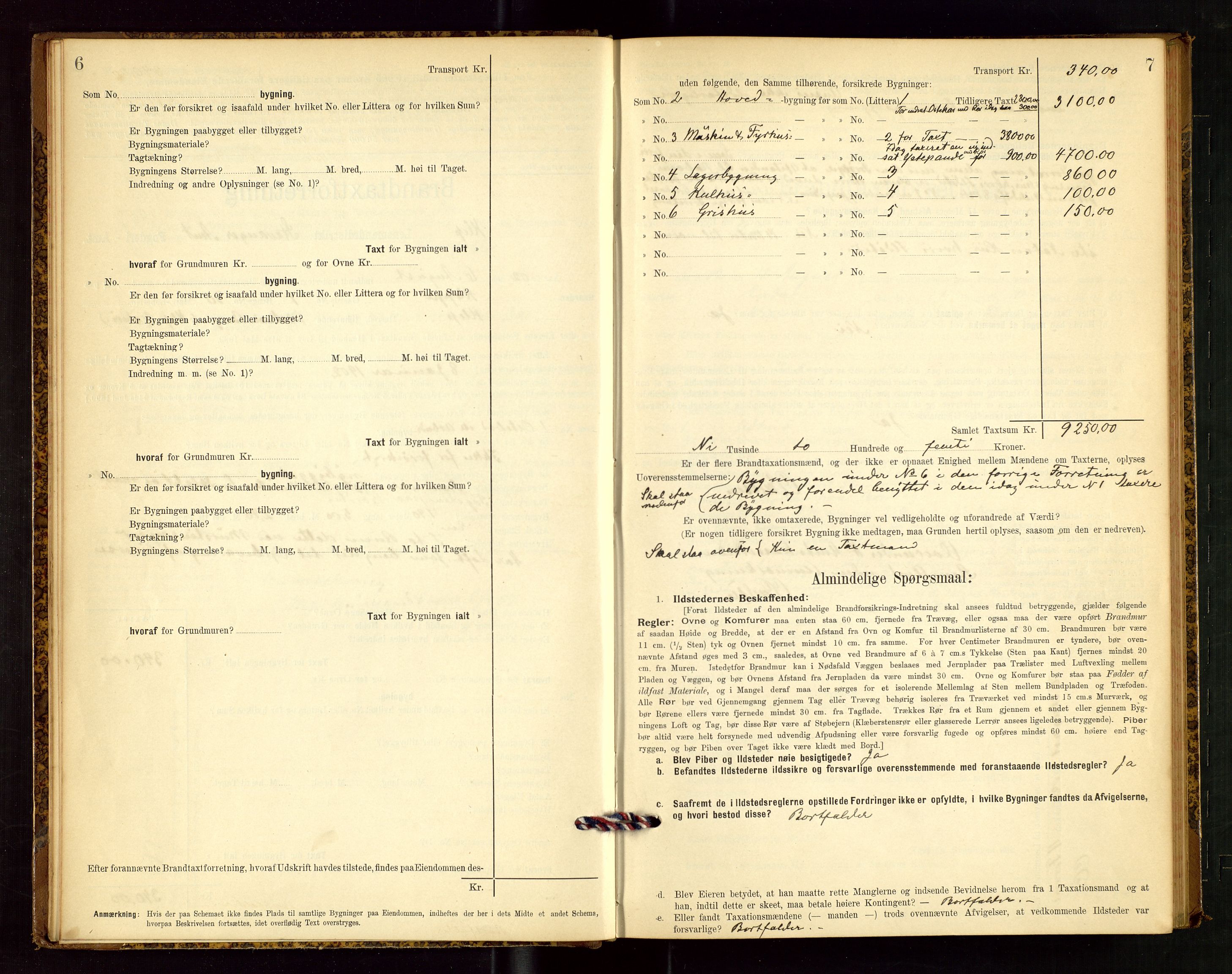 Klepp lensmannskontor, AV/SAST-A-100163/Goc/L0003: "Brandtaxationsprotokol" m/register, 1902-1907, s. 6-7