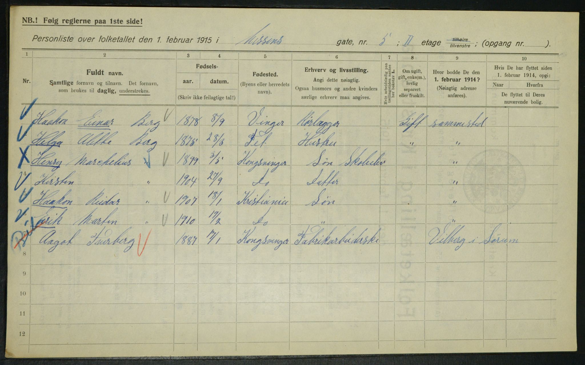 OBA, Kommunal folketelling 1.2.1915 for Kristiania, 1915, s. 70643