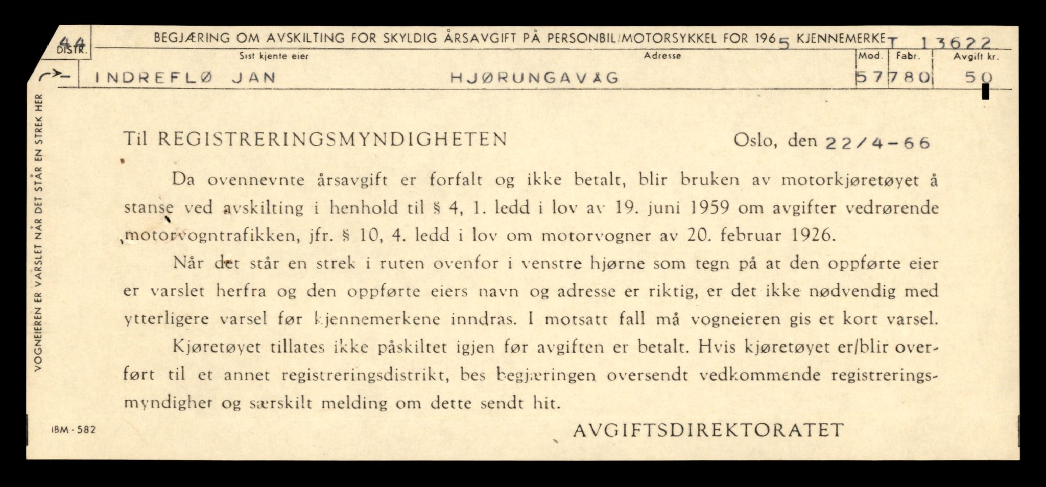 Møre og Romsdal vegkontor - Ålesund trafikkstasjon, AV/SAT-A-4099/F/Fe/L0040: Registreringskort for kjøretøy T 13531 - T 13709, 1927-1998, s. 1601