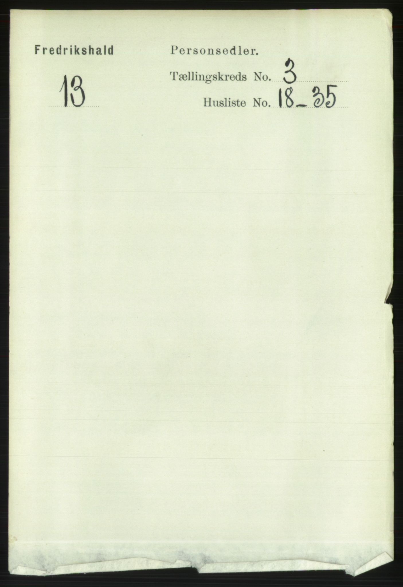 RA, Folketelling 1891 for 0101 Fredrikshald kjøpstad, 1891, s. 3432