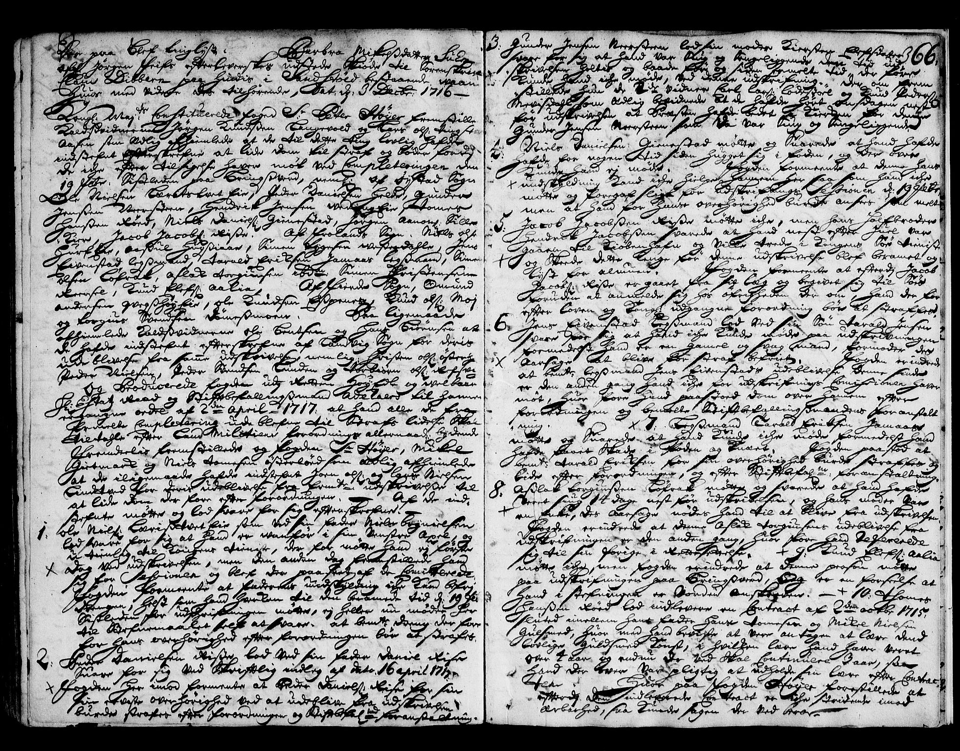 Nedenes sorenskriveri før 1824, AV/SAK-1221-0007/F/Fa/L0017: Tingbok med register nr 12, 1715-1717, s. 365b-366a
